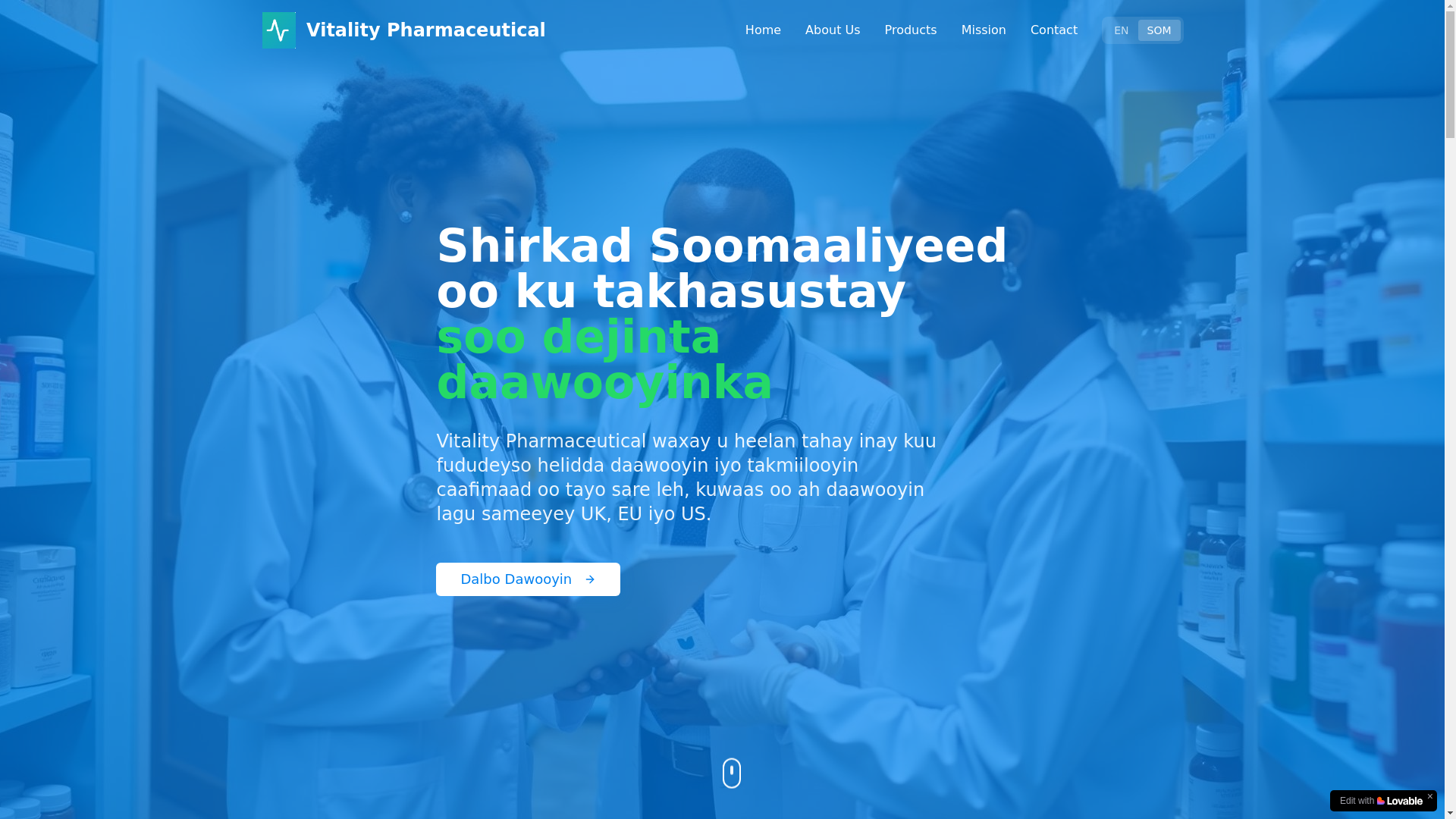 website screenshot of https://vitalitypharmaceutical.com/