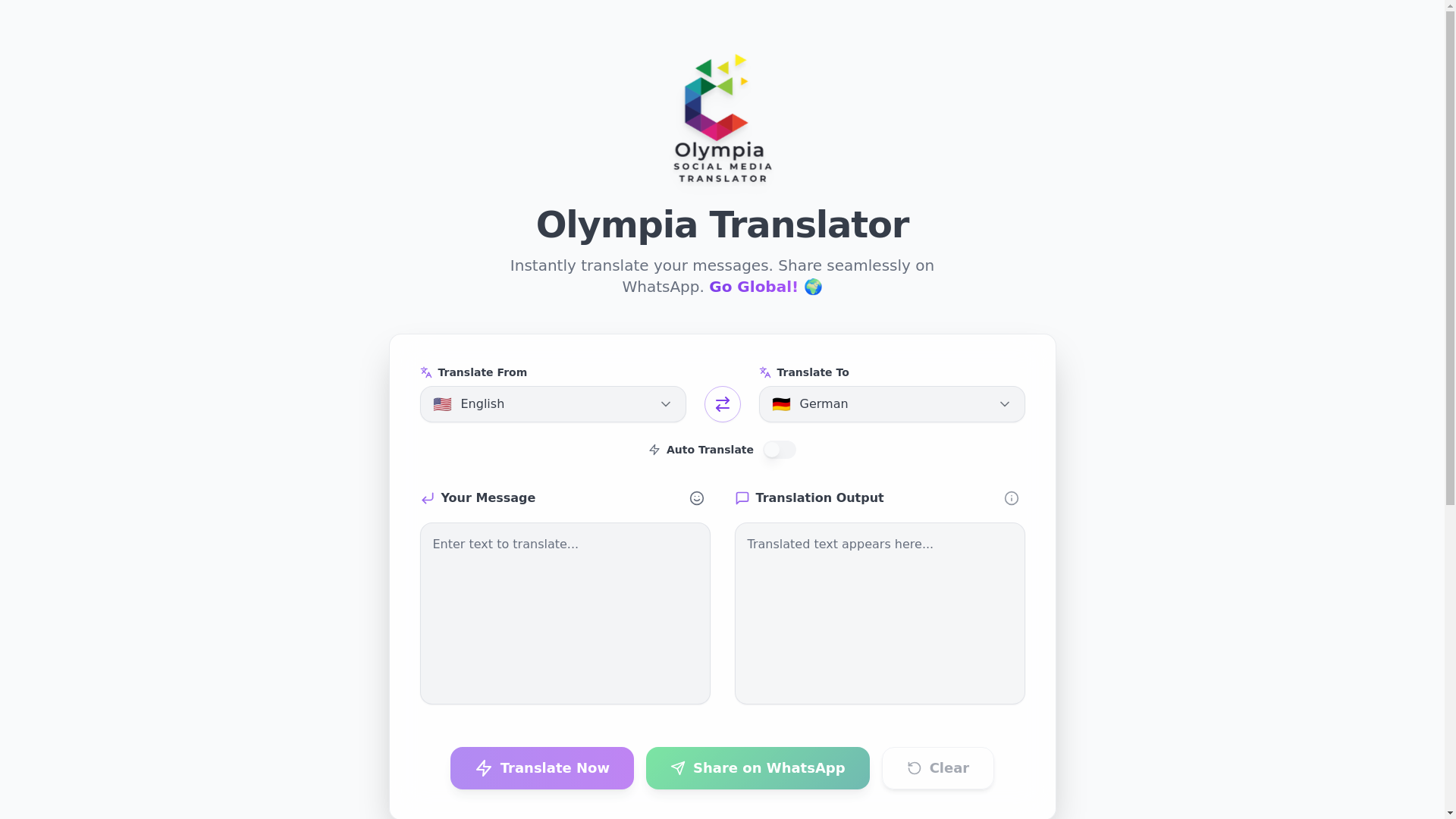 website screenshot of https://olympiatranslator.fun/