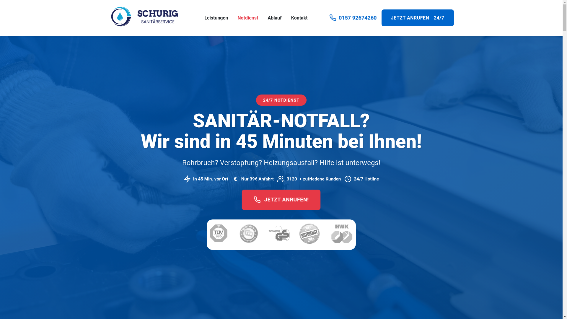 website screenshot of https://schurig-sanitaer.de/