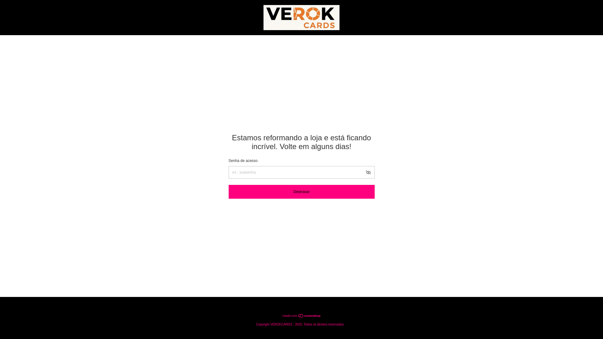 website screenshot of https://verokcards.com.br/