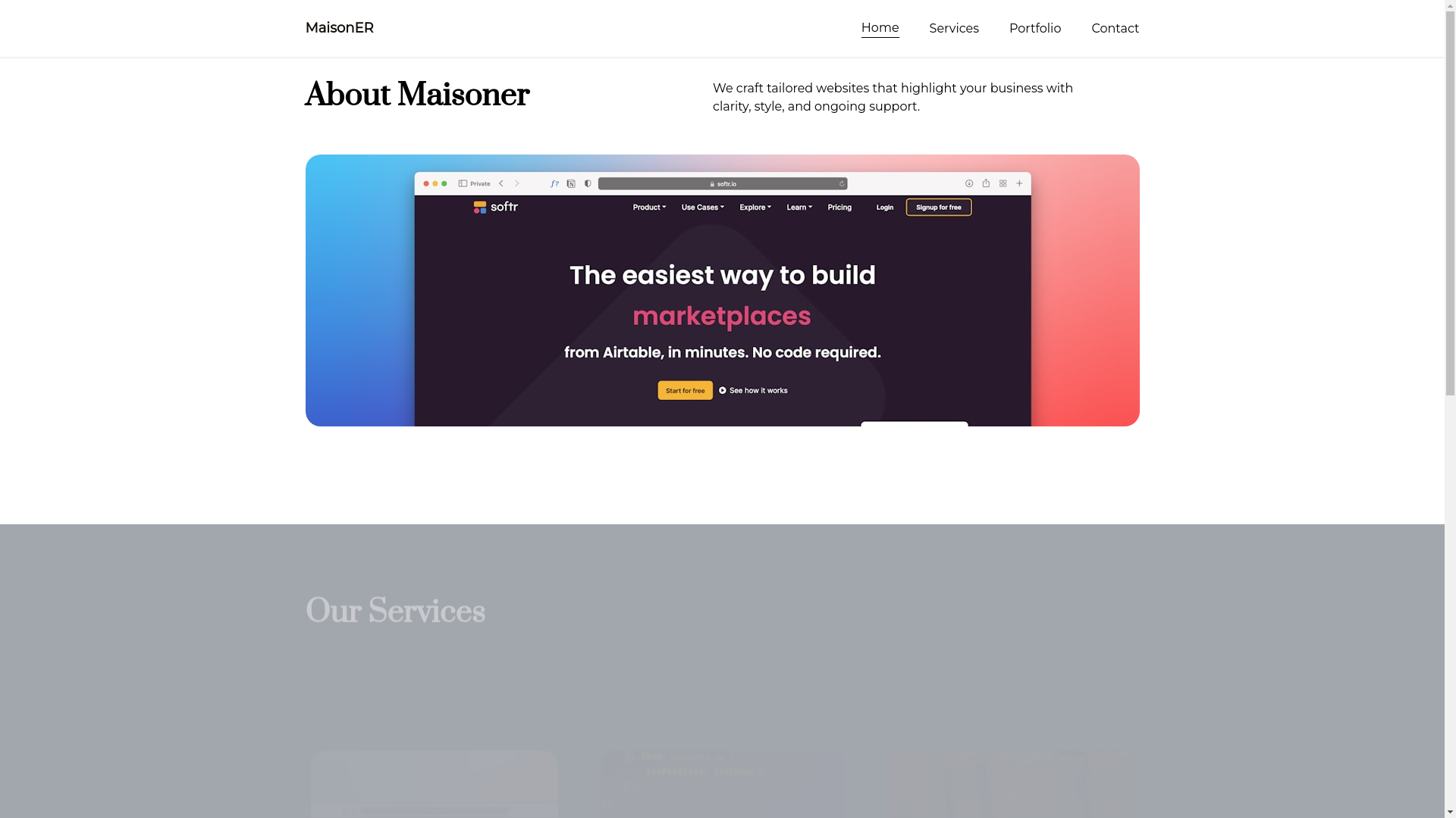website screenshot of https://maisoner.eu/