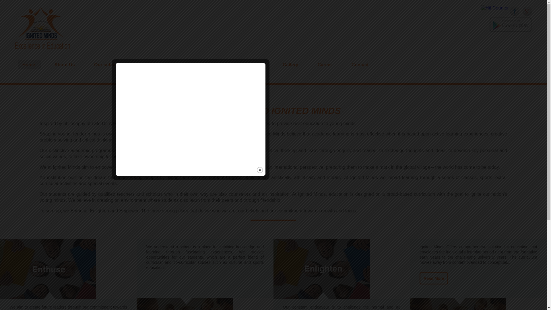 website screenshot of https://ignitedmindsschool.in/