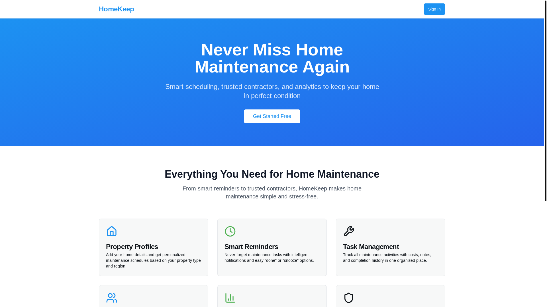 website screenshot of https://hometrack.diy/
