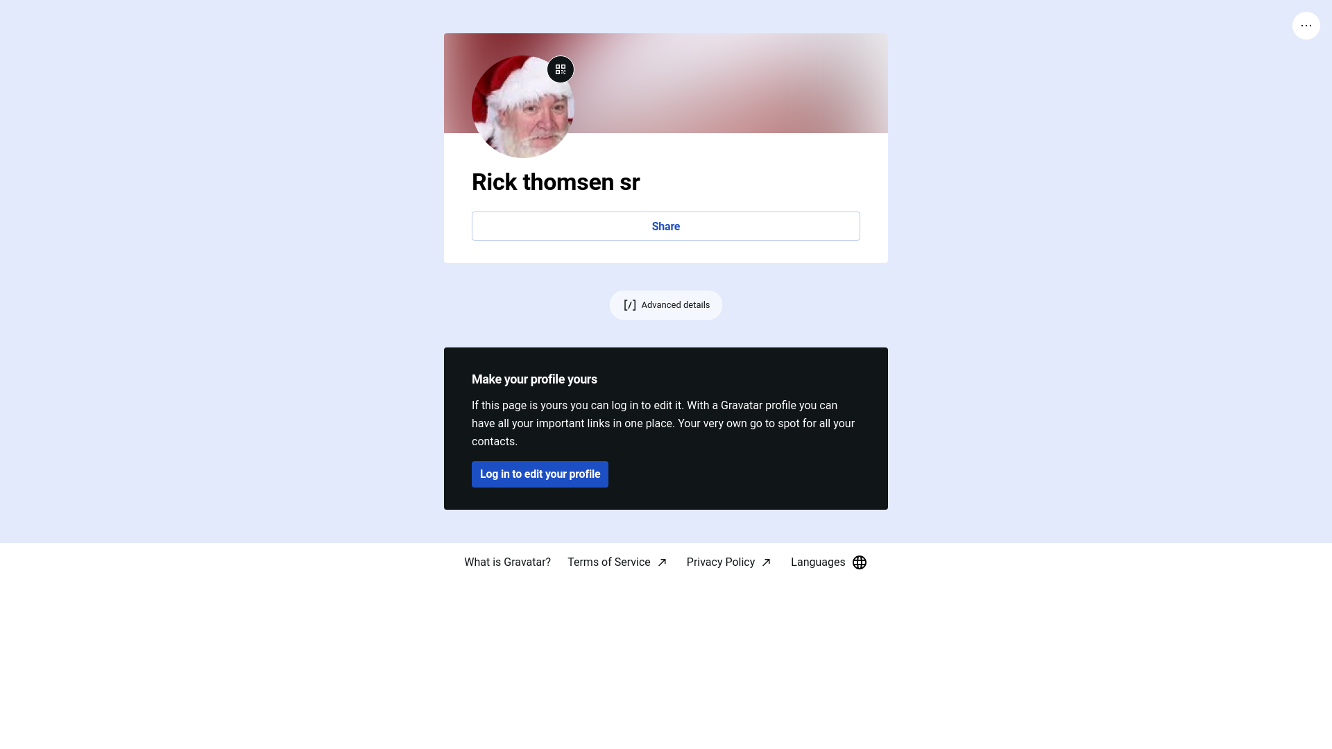 website screenshot of https://rickthomsensr.link/