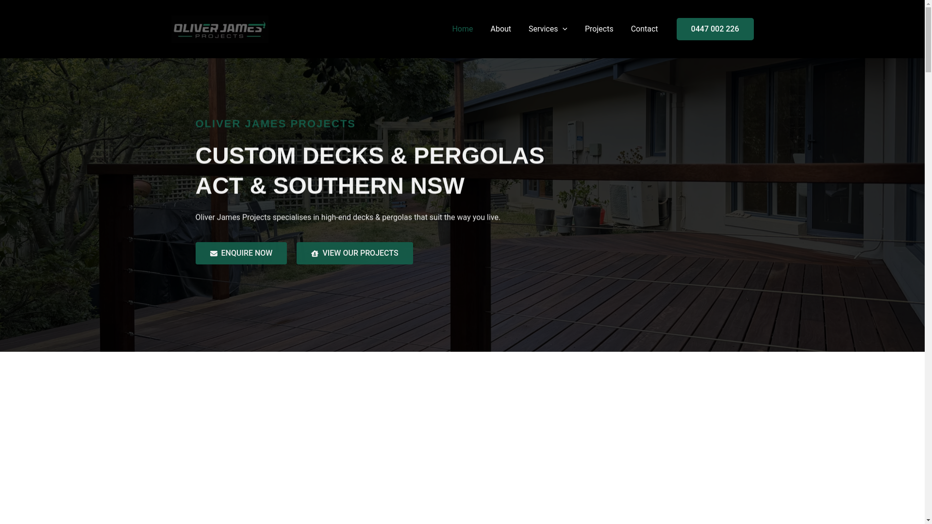 website screenshot of https://oliverjamesprojects.com.au/