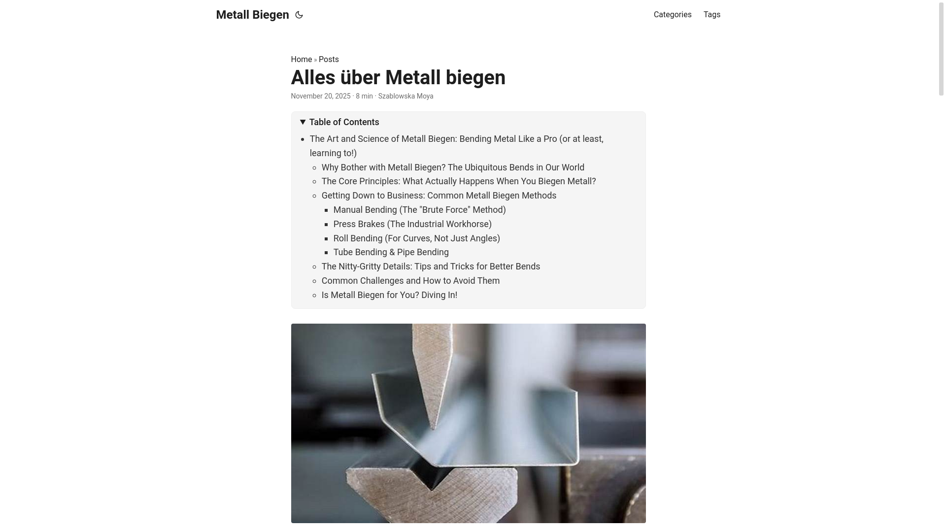 website screenshot of https://metallbiegen7.pages.dev/