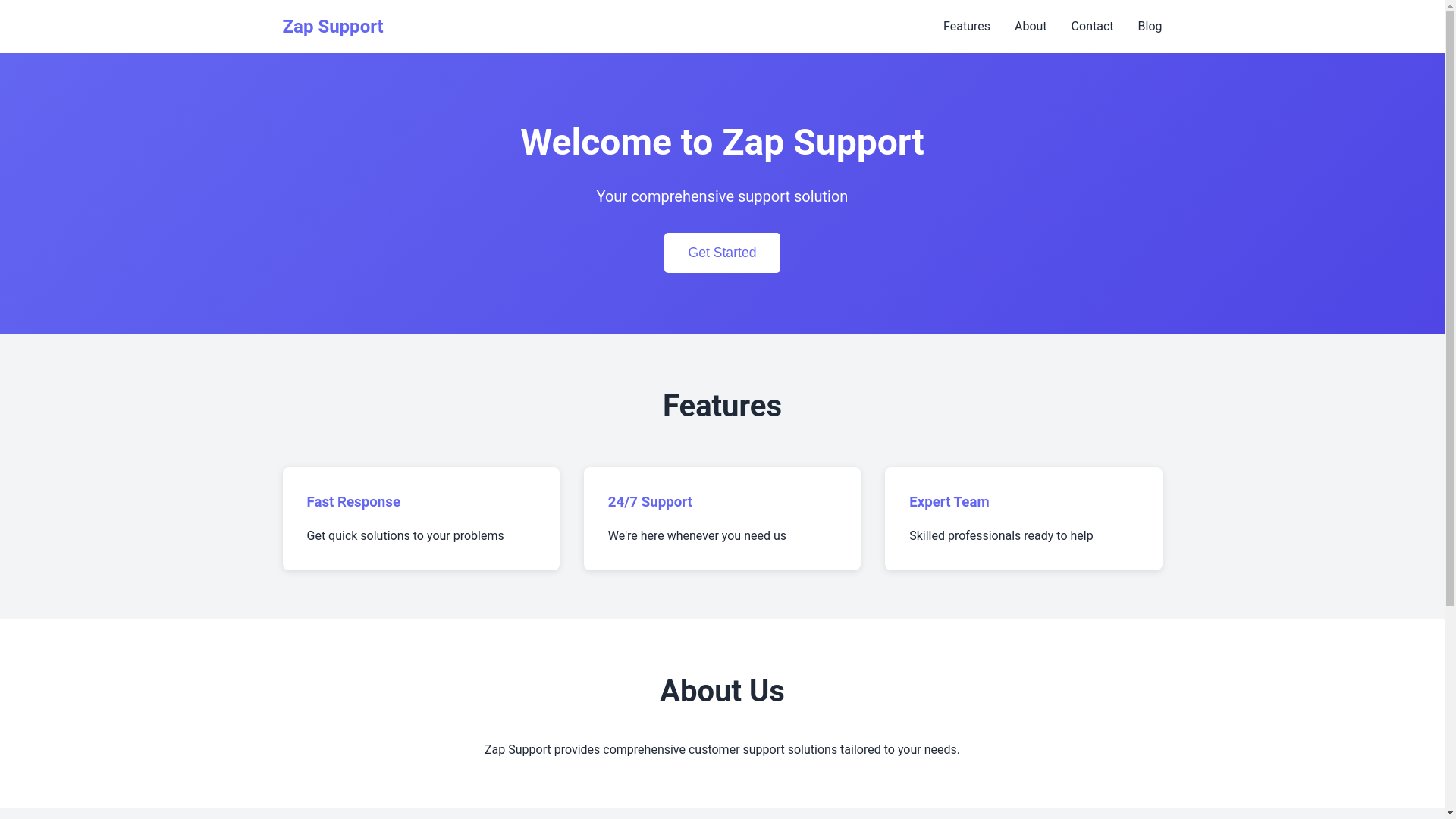 website screenshot of https://zap-support-landing.pages.dev/