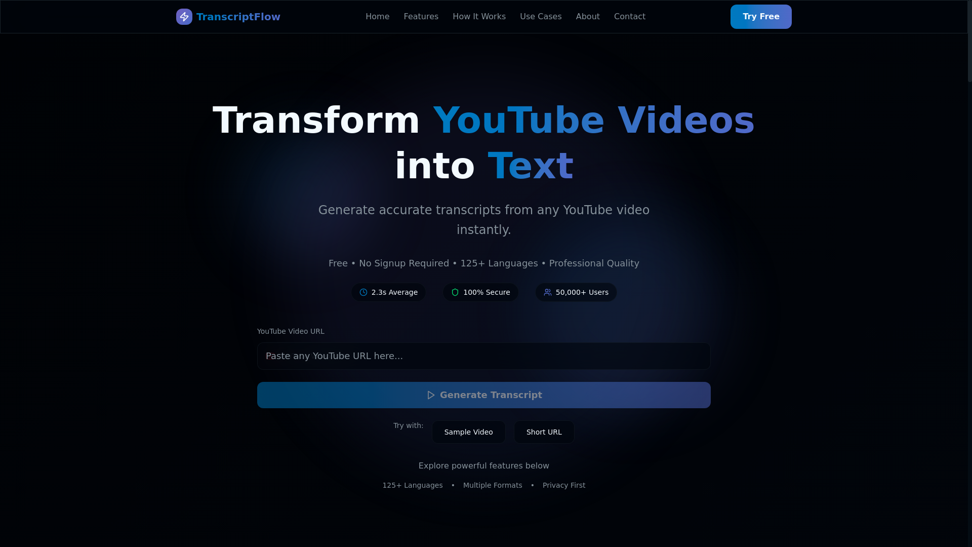 website screenshot of https://transcriptflow-frontend.pages.dev/