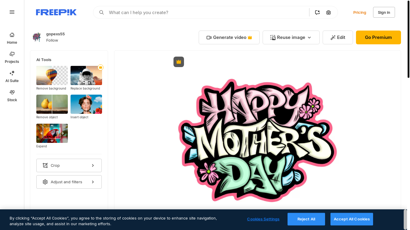 website screenshot of https://www.freepik.com/premium-vector/happy-mothers-day-graffiti-typography-art-illustration_227505732.htm