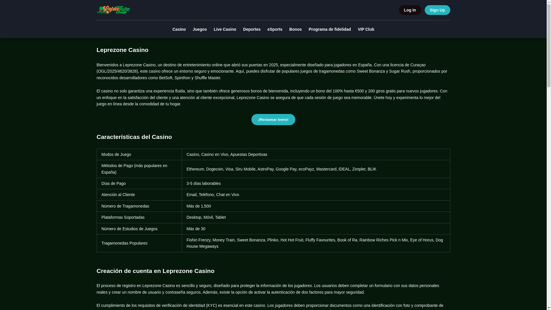 website screenshot of https://leprezone-es.pages.dev/