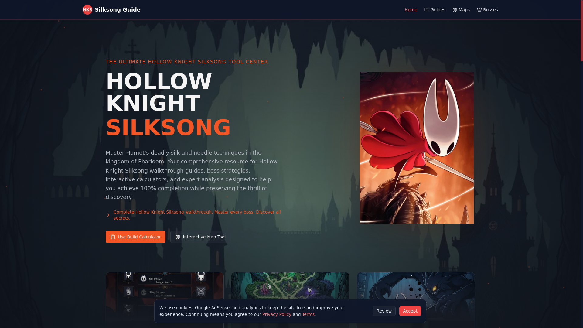 website screenshot of https://hollow-knight-silksong-dnt.pages.dev/