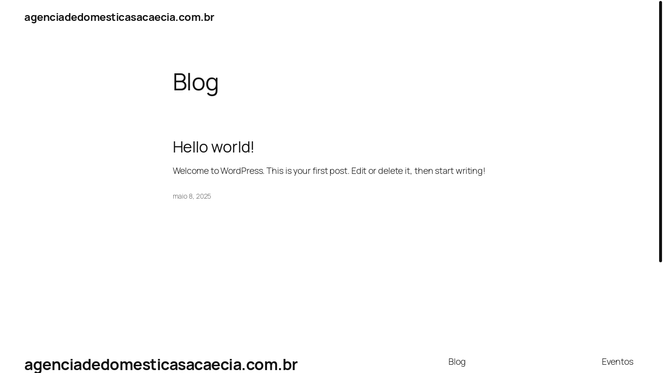 website screenshot of https://agenciadedomesticasacaecia.com.br/