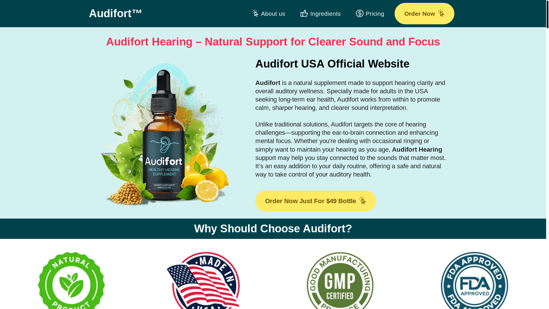 website screenshot of https://audifort-hearing.us/