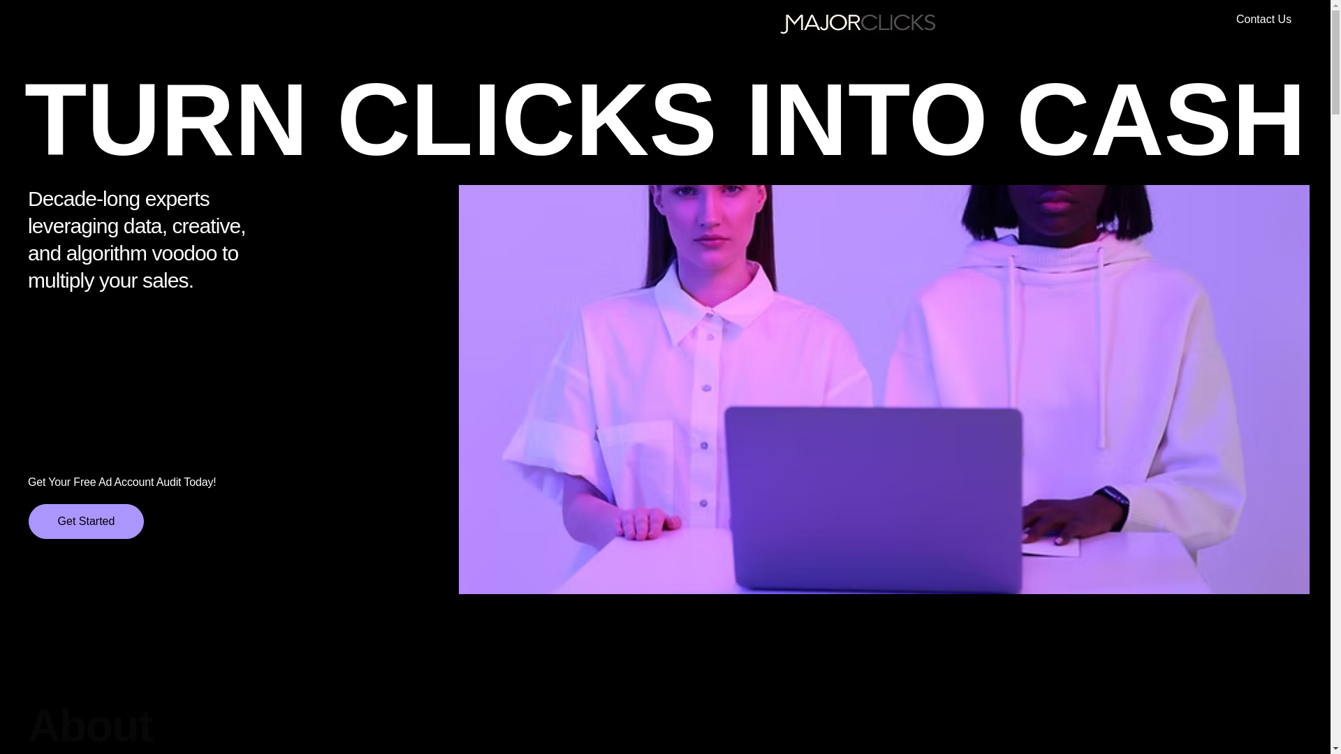 website screenshot of https://majorclicksagency.com/