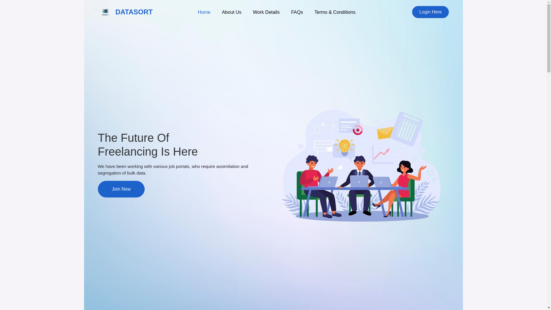 website screenshot of https://datasort.in/