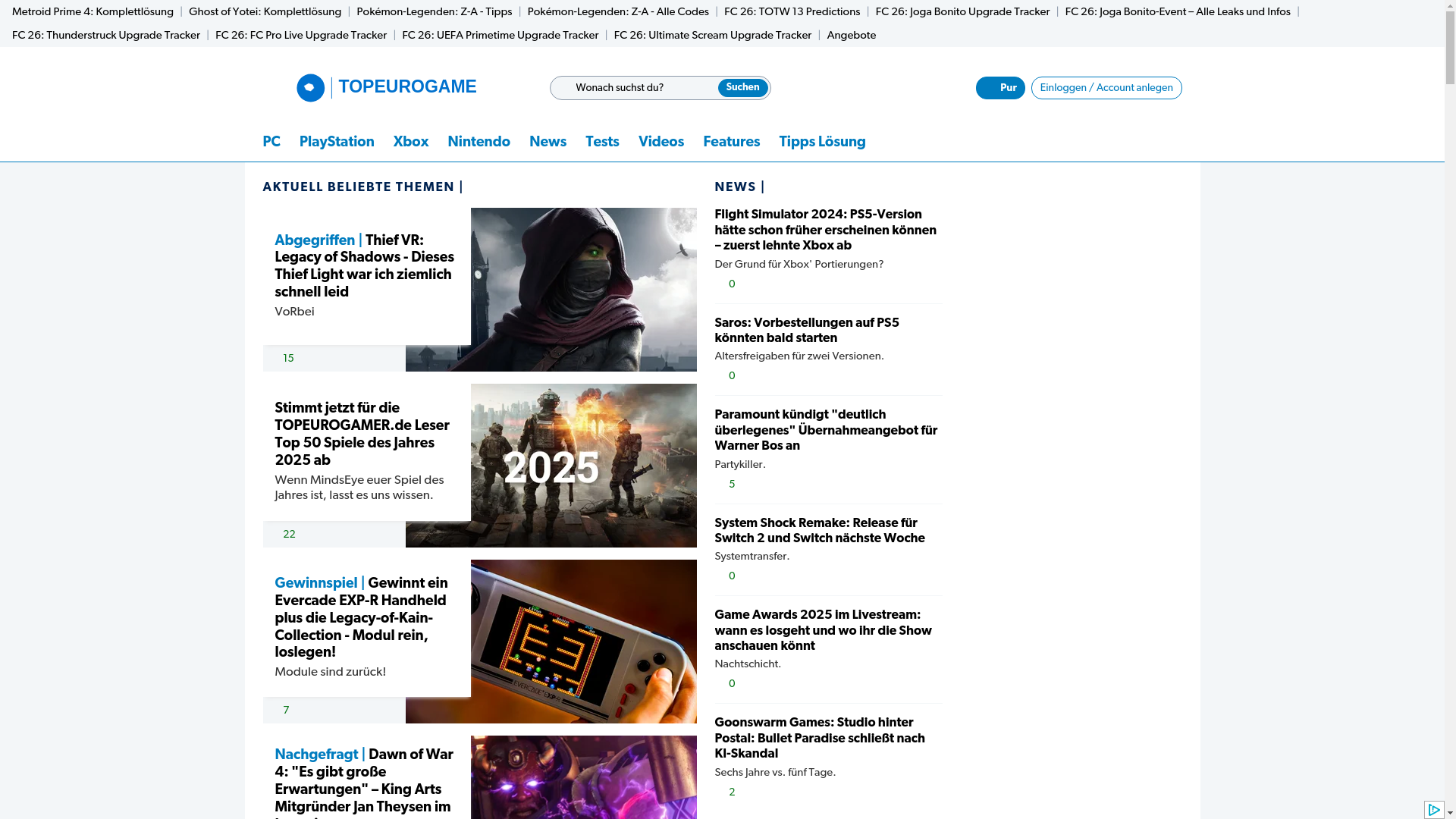 website screenshot of https://topeurogamer.de/