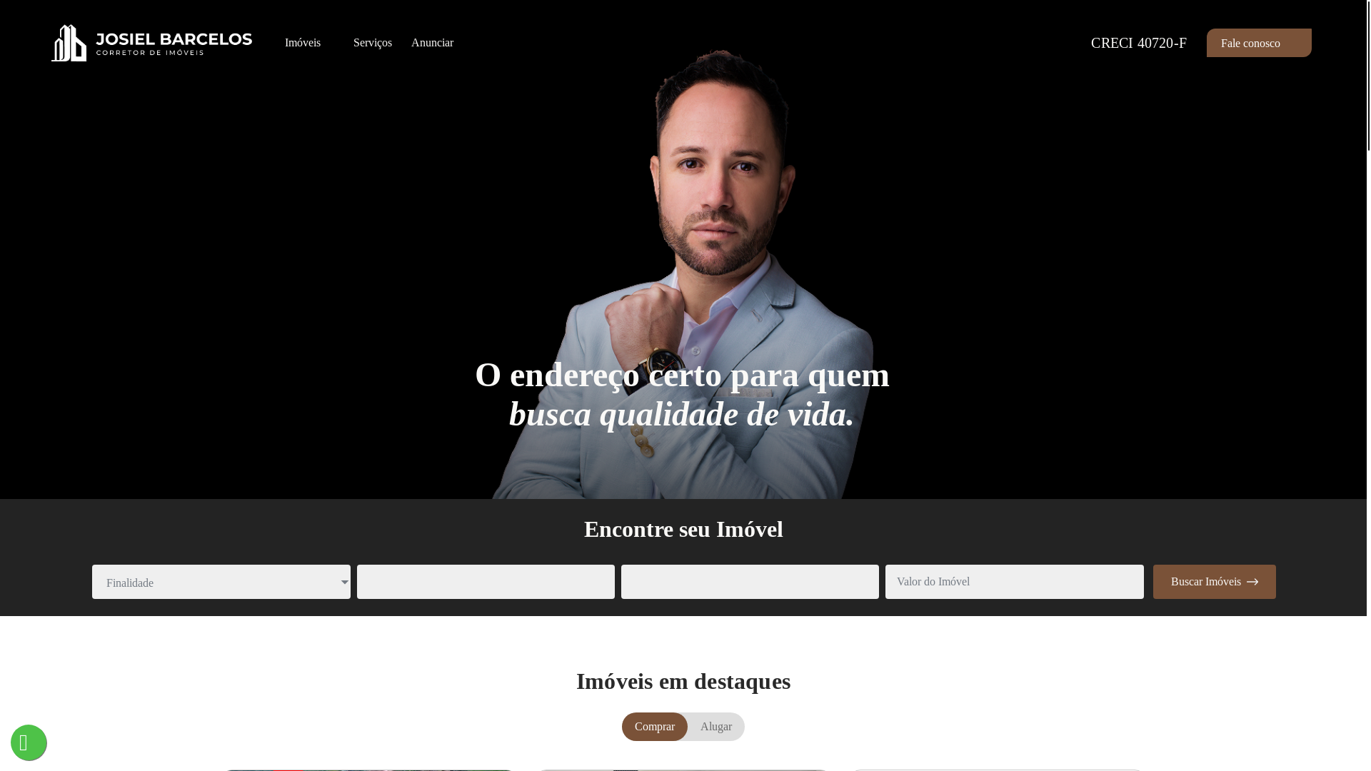 website screenshot of https://corretorjosielbarcelos.com.br/