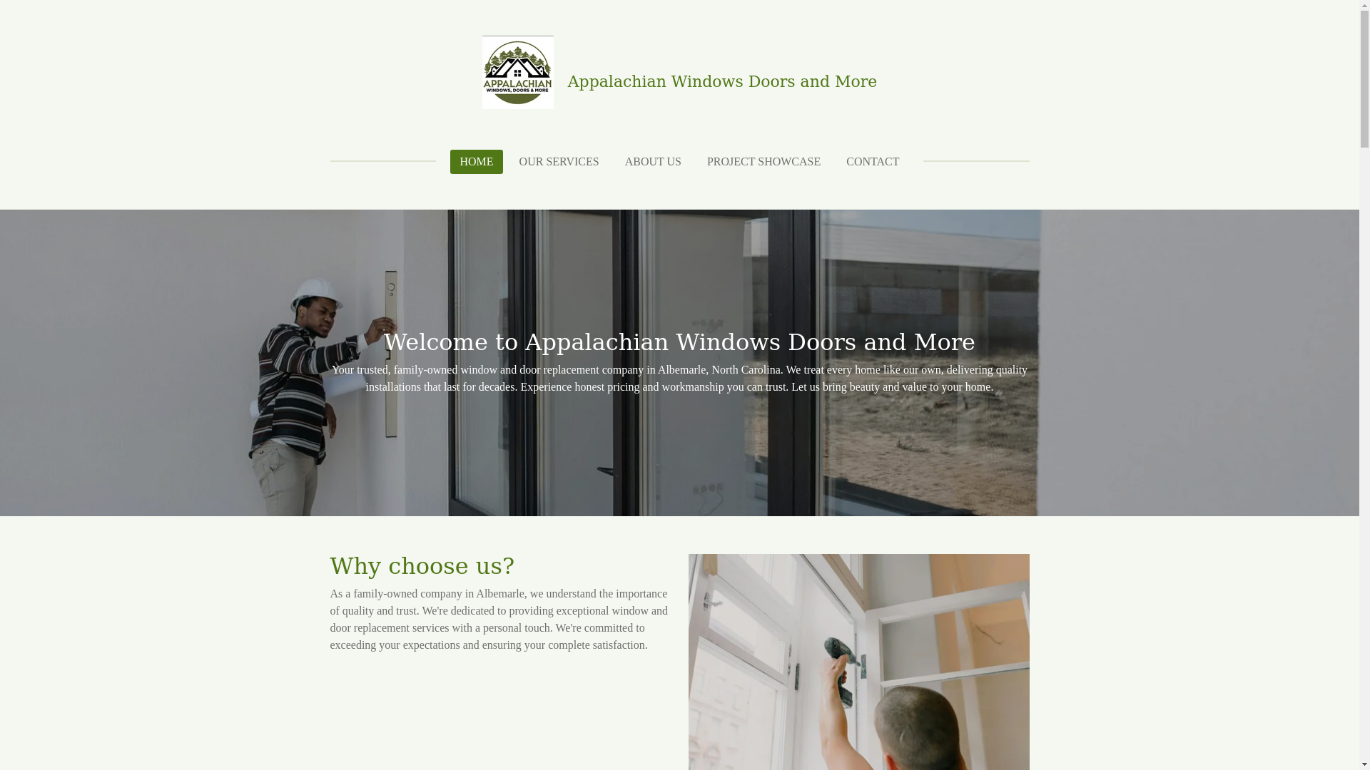 website screenshot of https://appalachianwindowsdoorsandmore.com/