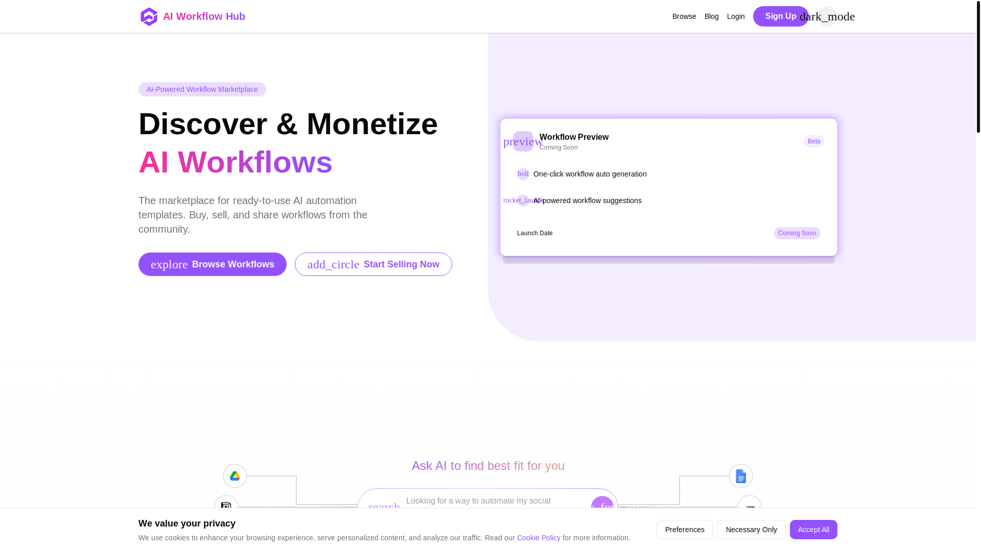 website screenshot of https://production-workflowhubai.pages.dev/