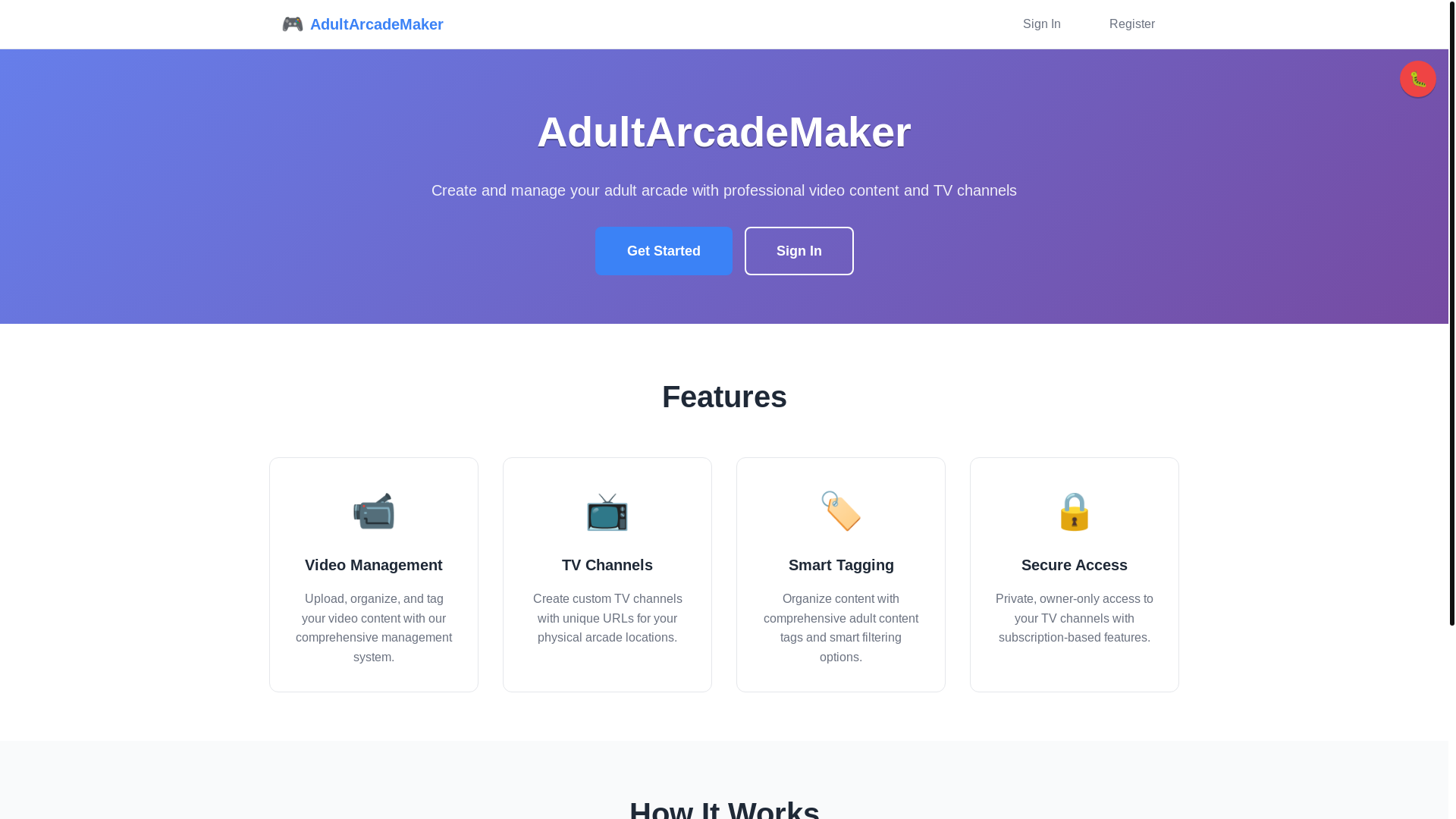 website screenshot of https://adultarcademaker.com/