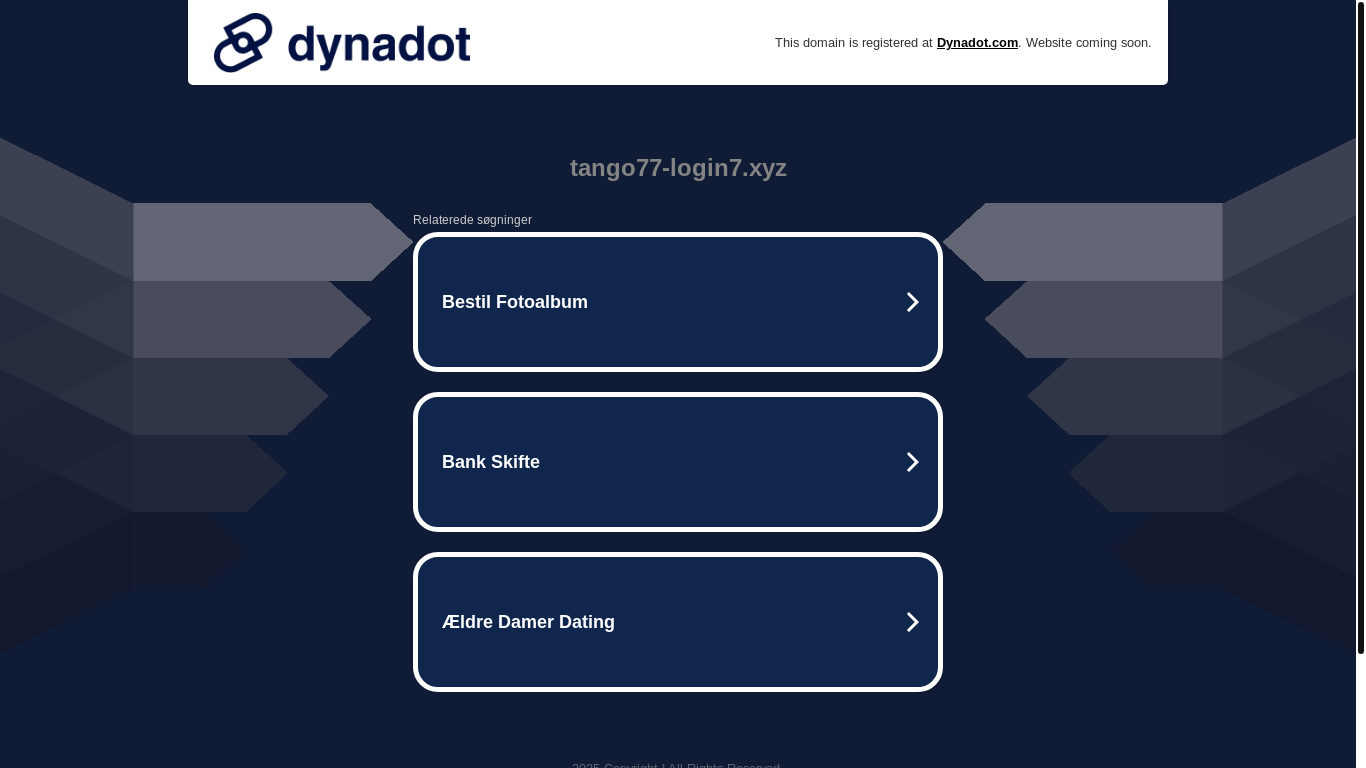 website screenshot of https://tango77-login7.xyz/