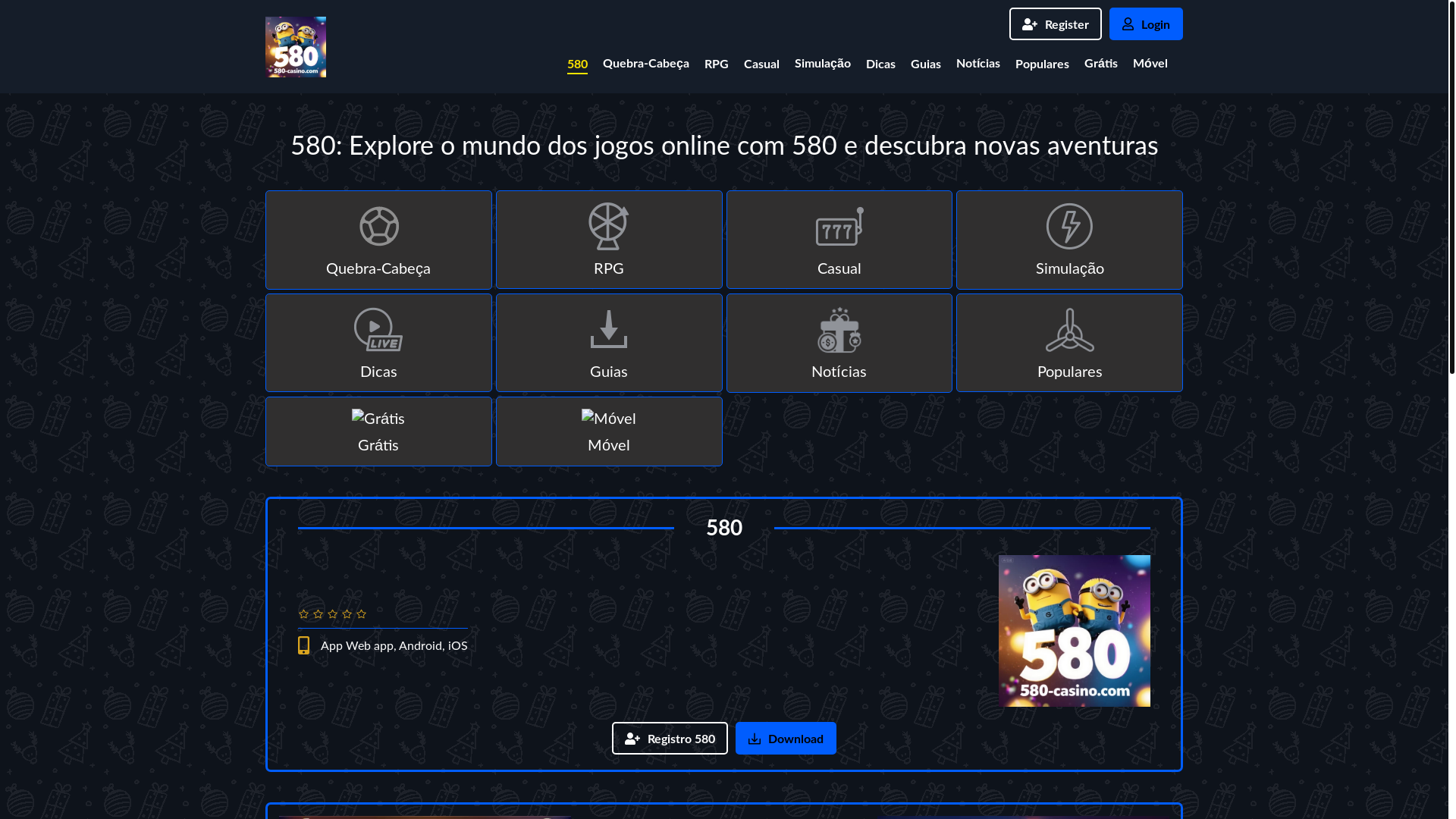 website screenshot of https://580-casino.com/