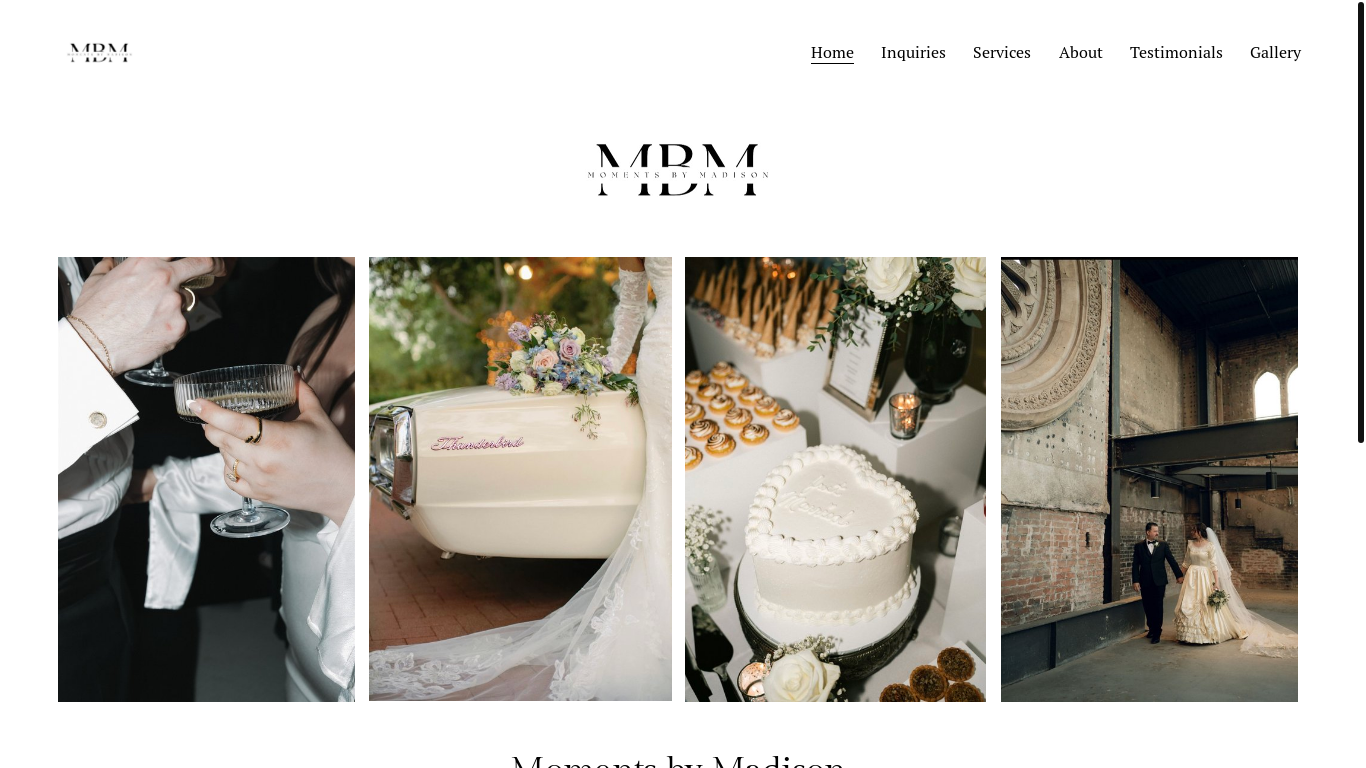 website screenshot of https://amoreeventco.com/