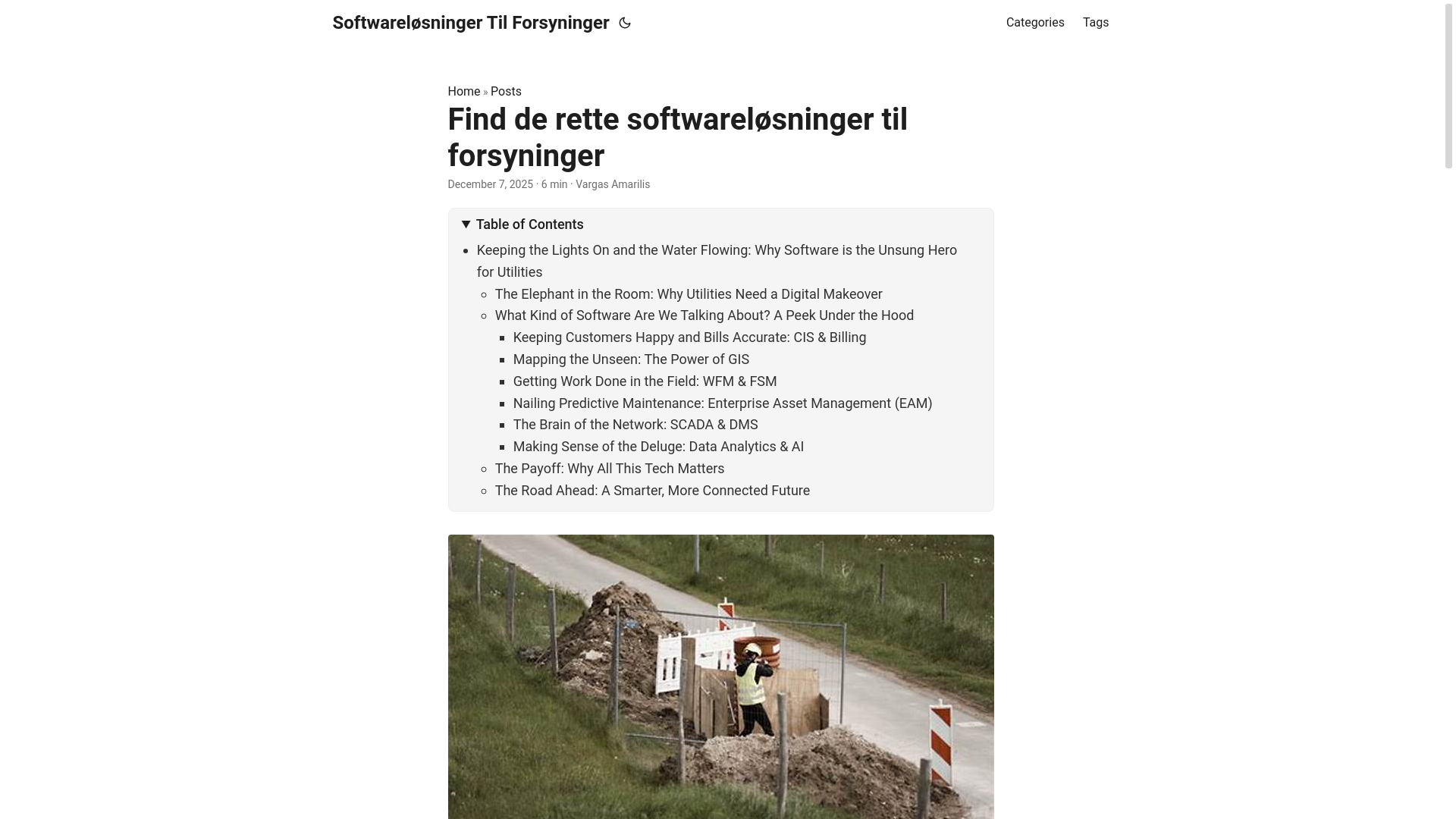 website screenshot of https://softwarelsningertilforsyninger.pages.dev/