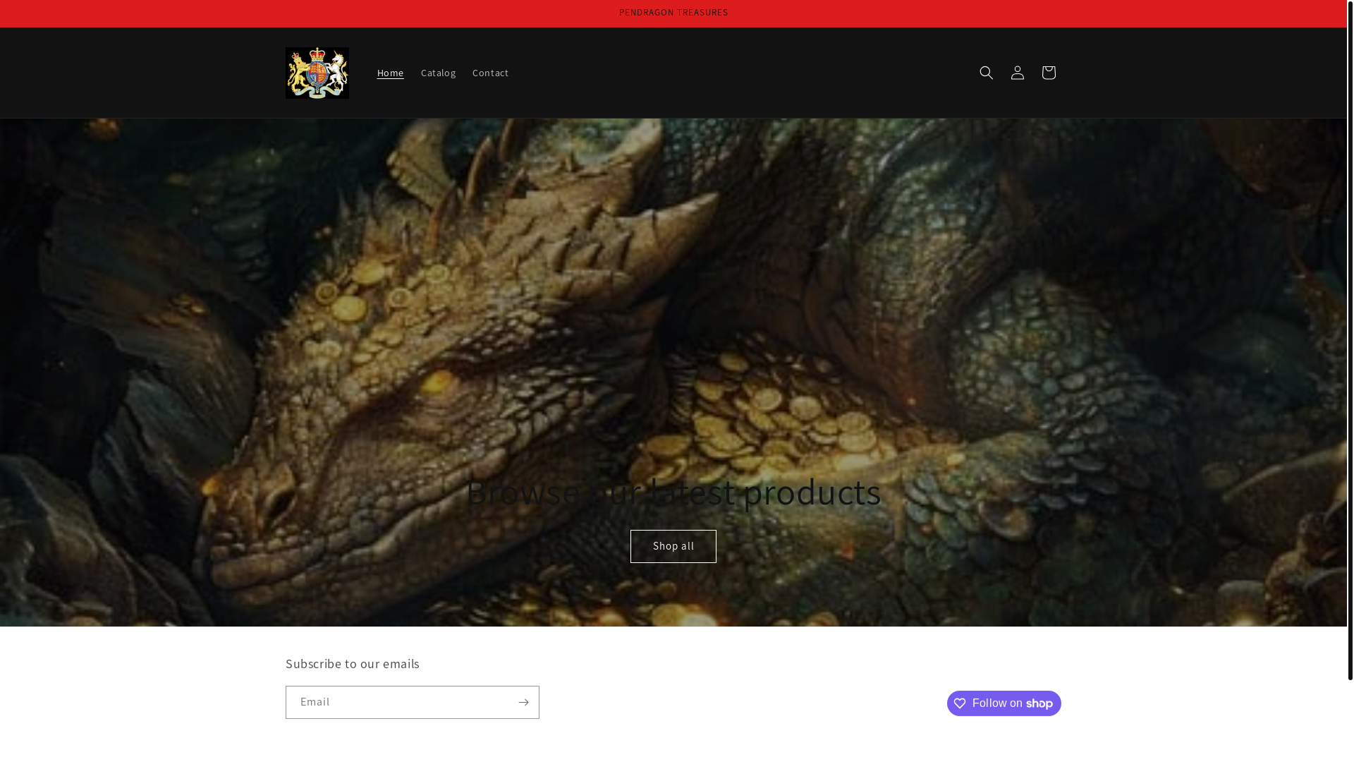 website screenshot of https://pendragontreasures.com/