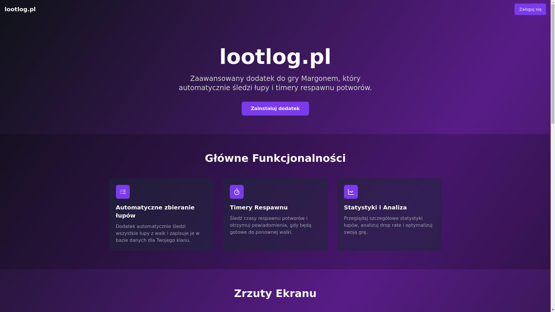 website screenshot of https://lootlog-landing.pages.dev/