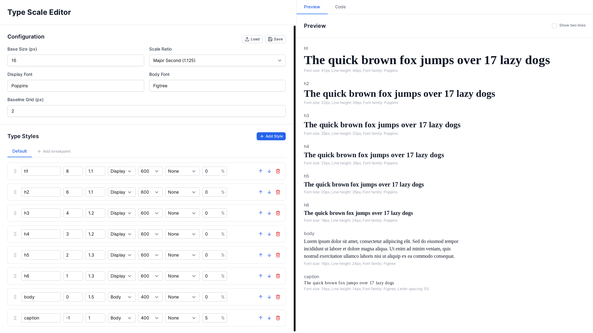 website screenshot of https://type-scale-editor.pages.dev/