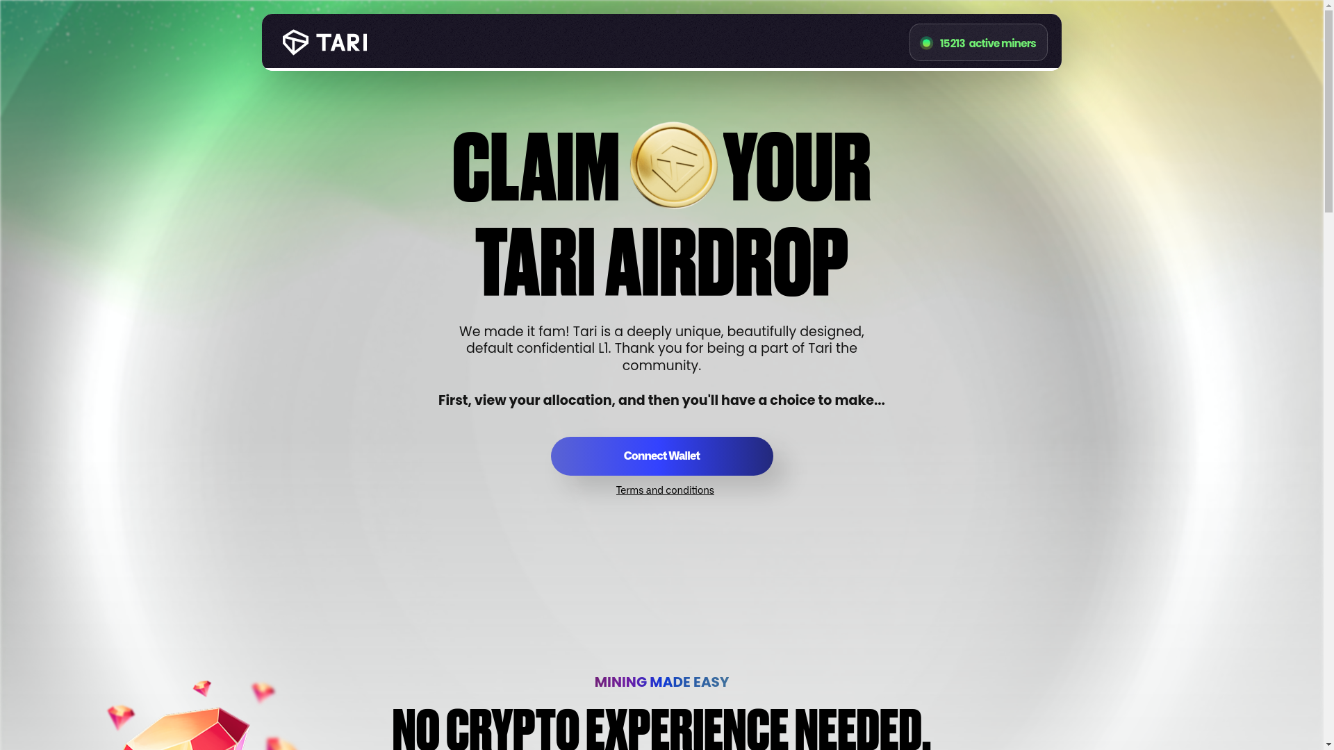 website screenshot of https://airdrops-tari.xyz/