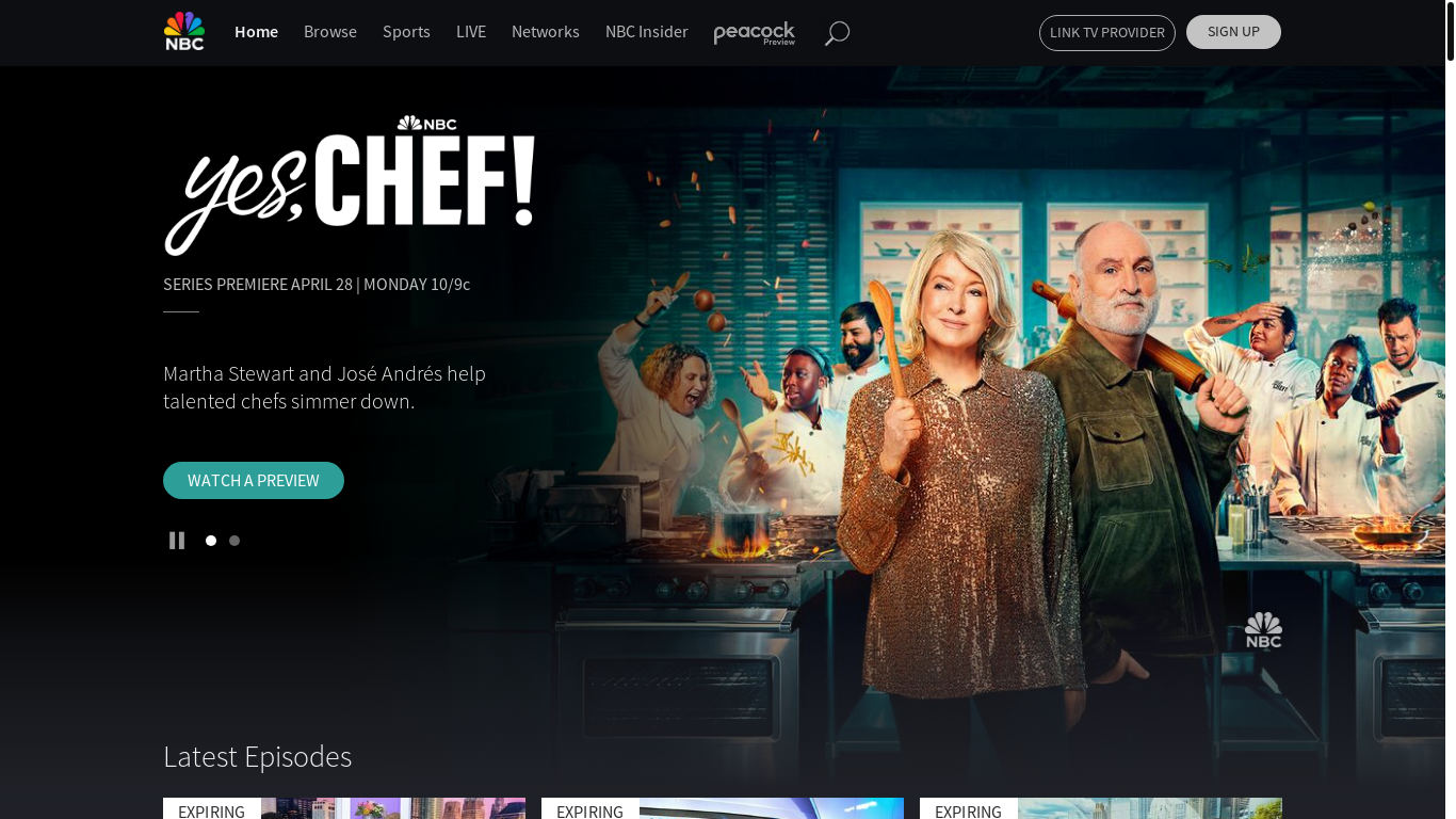 website screenshot of https://www.nbc.com