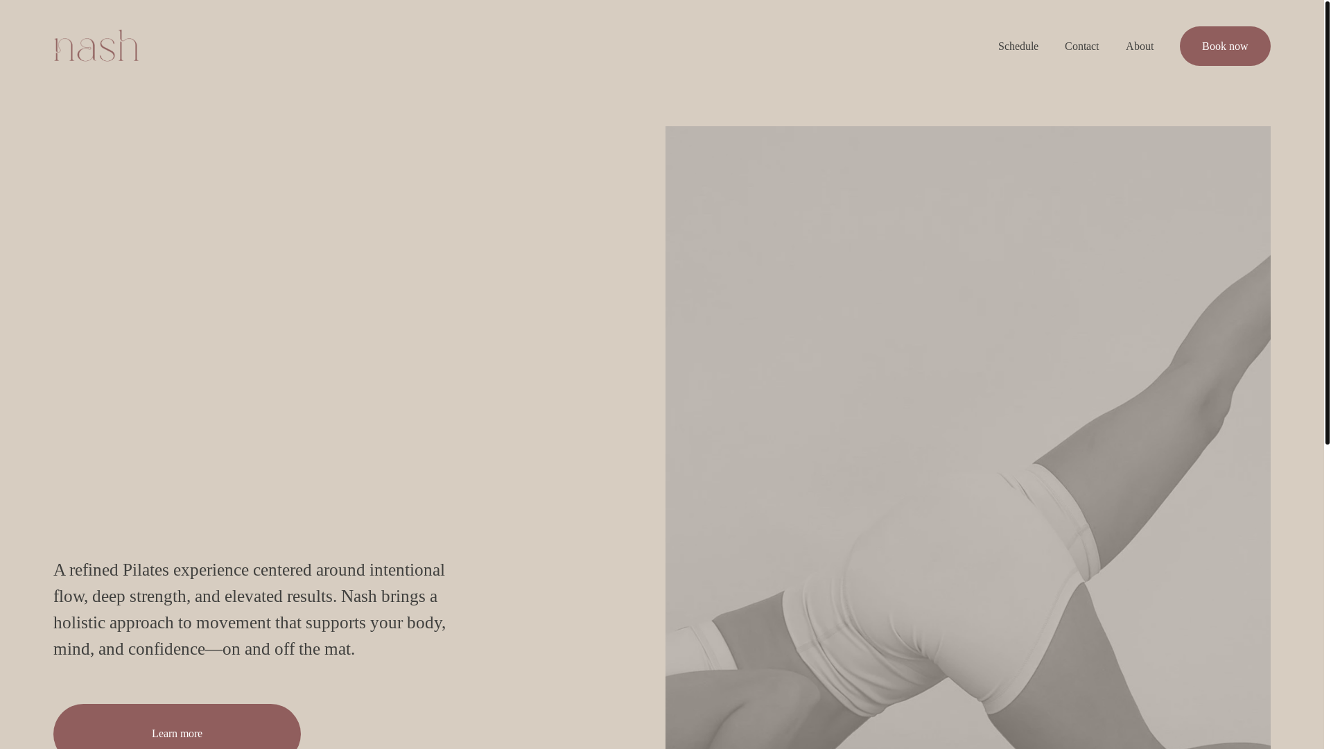 website screenshot of https://pilatesbynash.com/