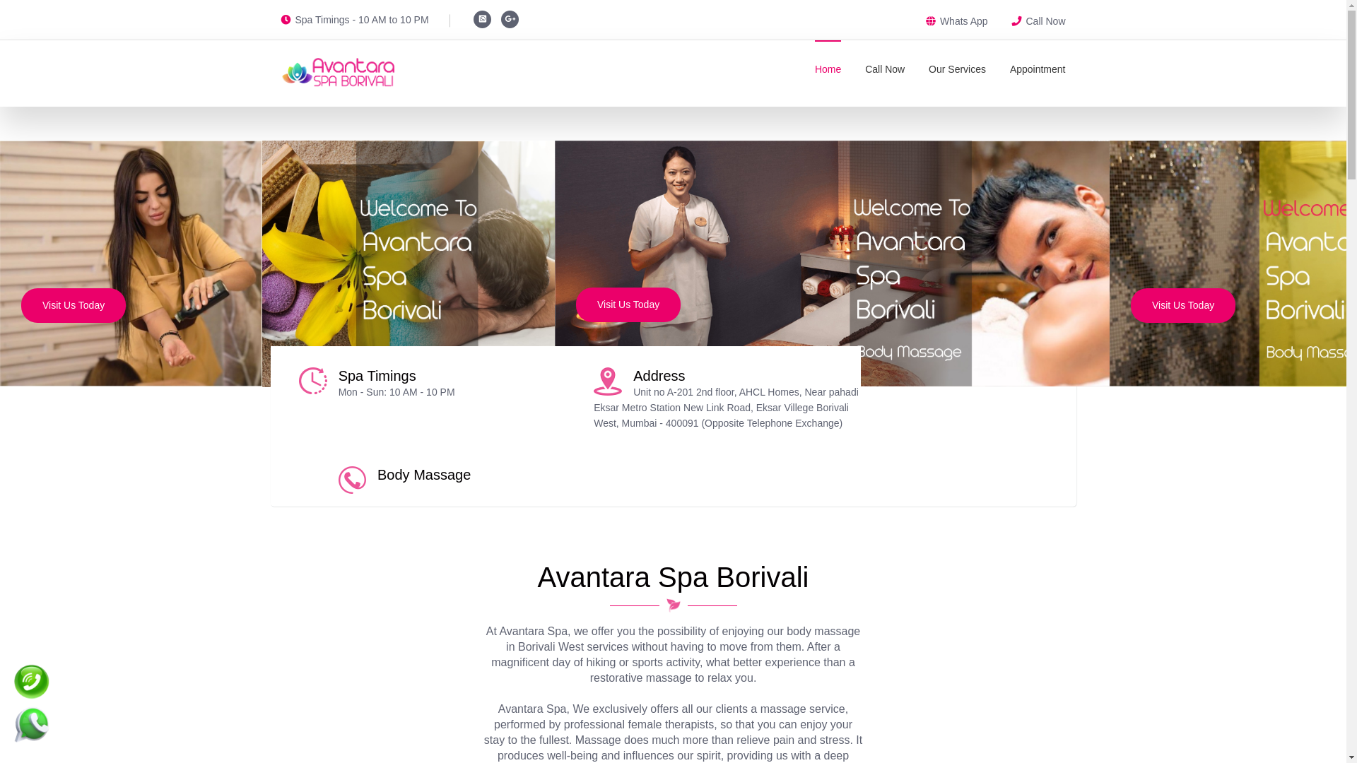 website screenshot of https://avantaraspa-borivali.in/