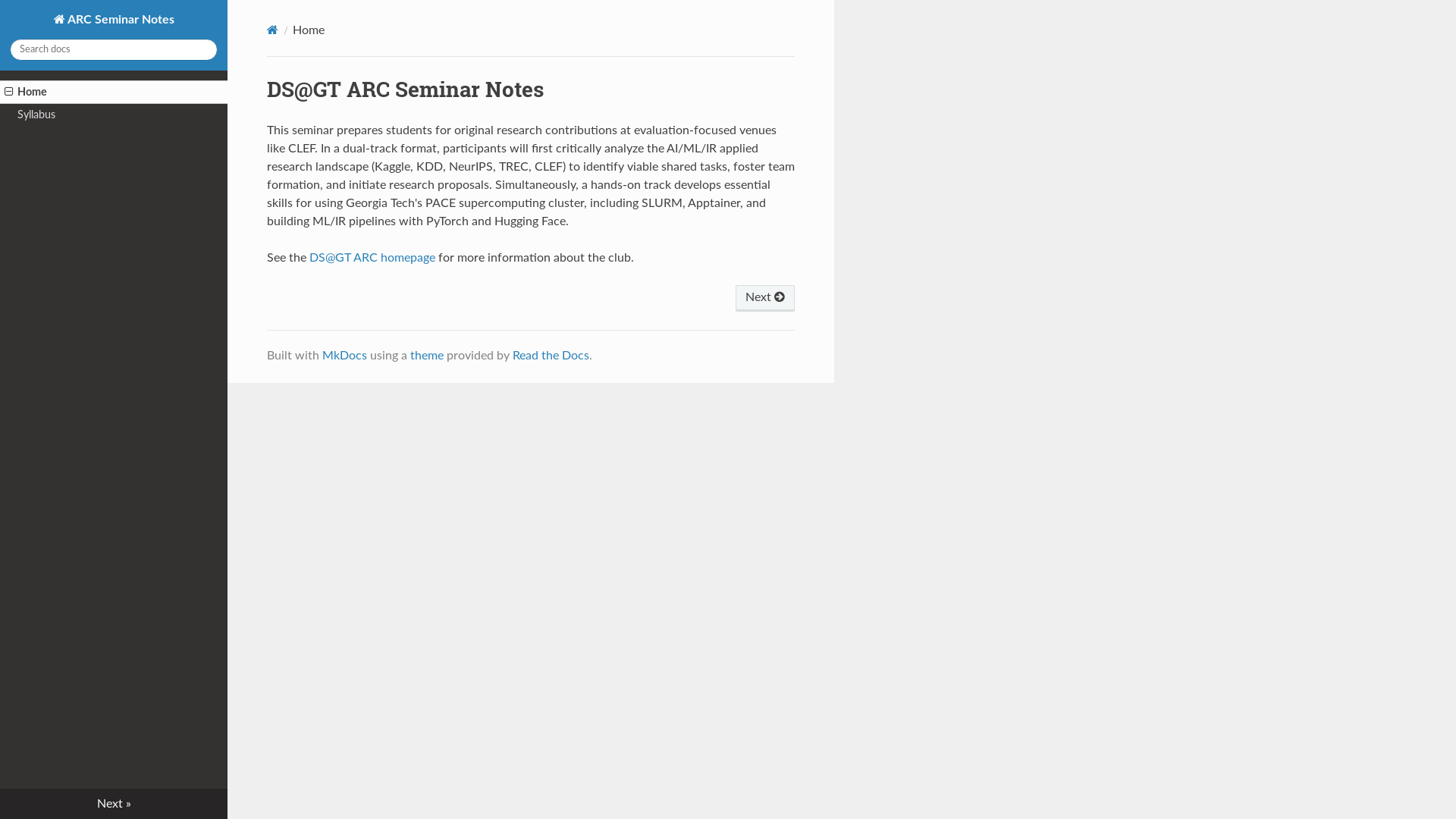 website screenshot of https://arc-seminar-notes.pages.dev/
