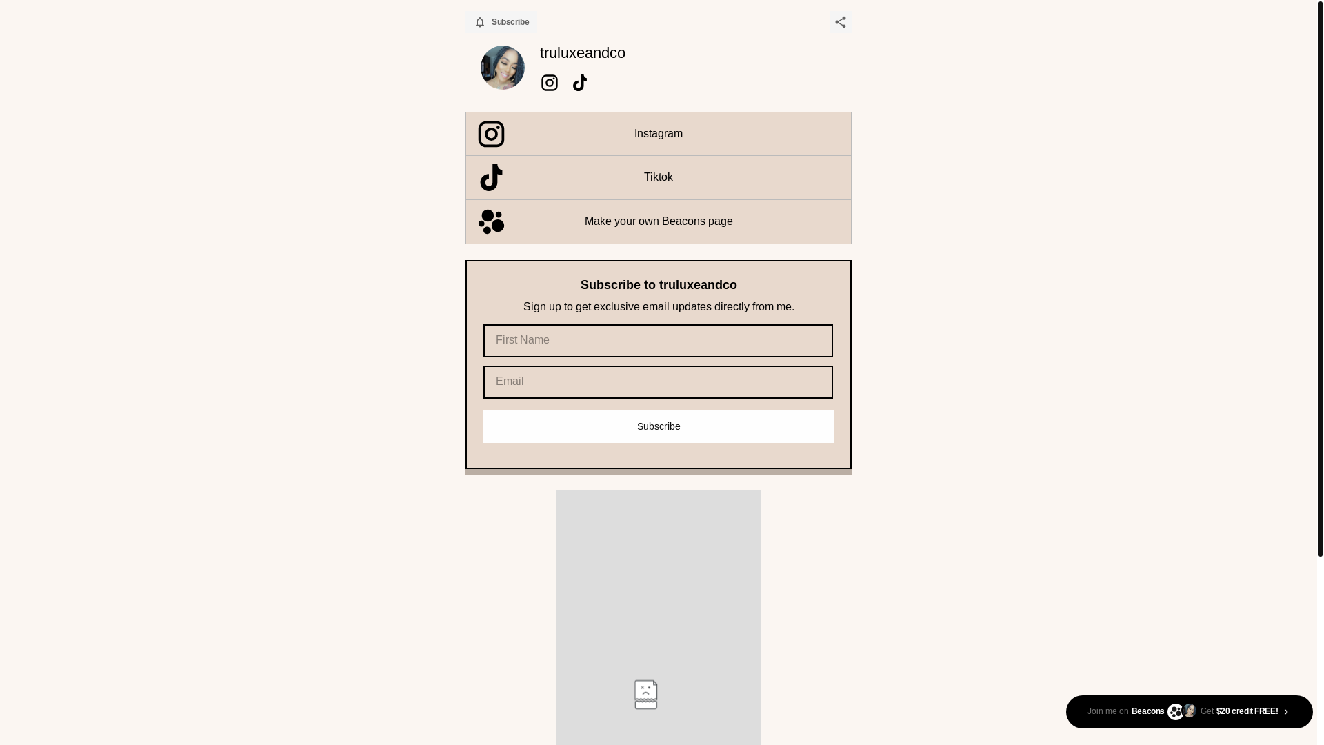 website screenshot of https://truluxeandco.com/