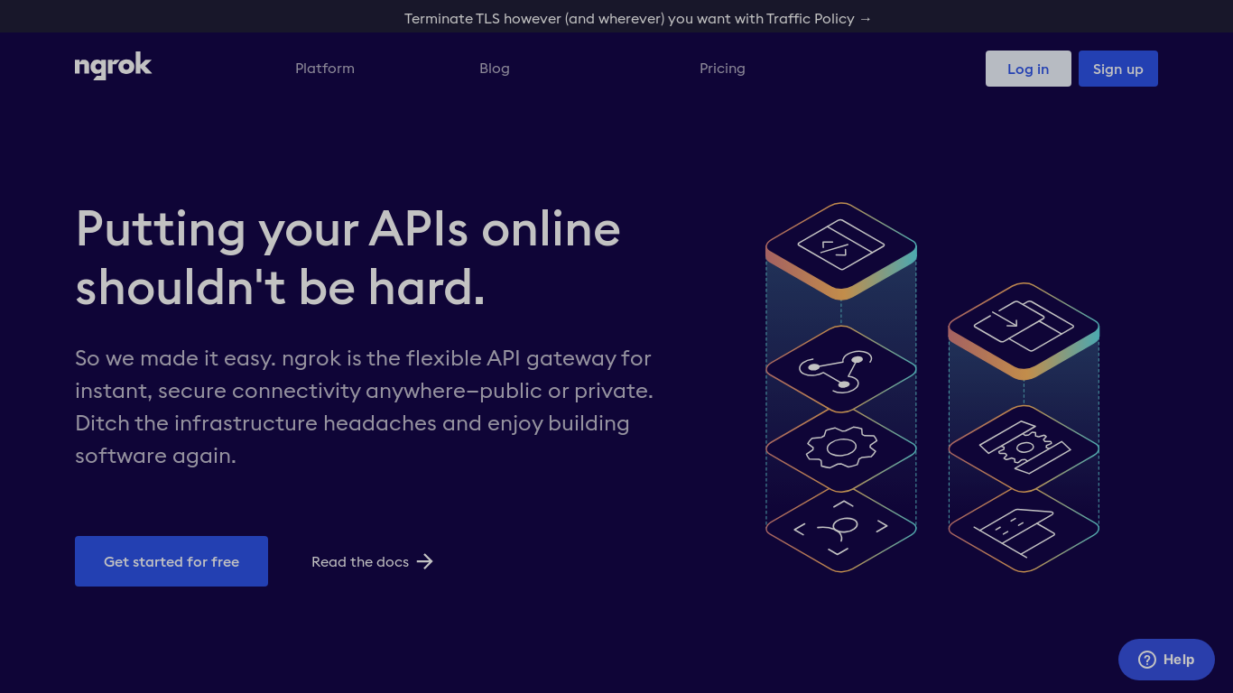 website screenshot of https://ngrok.com/