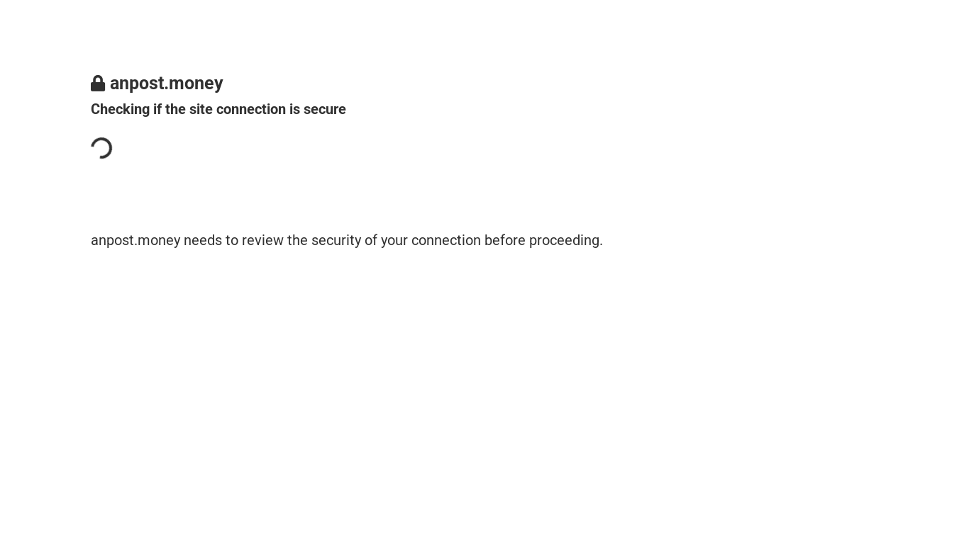 website screenshot of https://anpost.money/receive/165132666