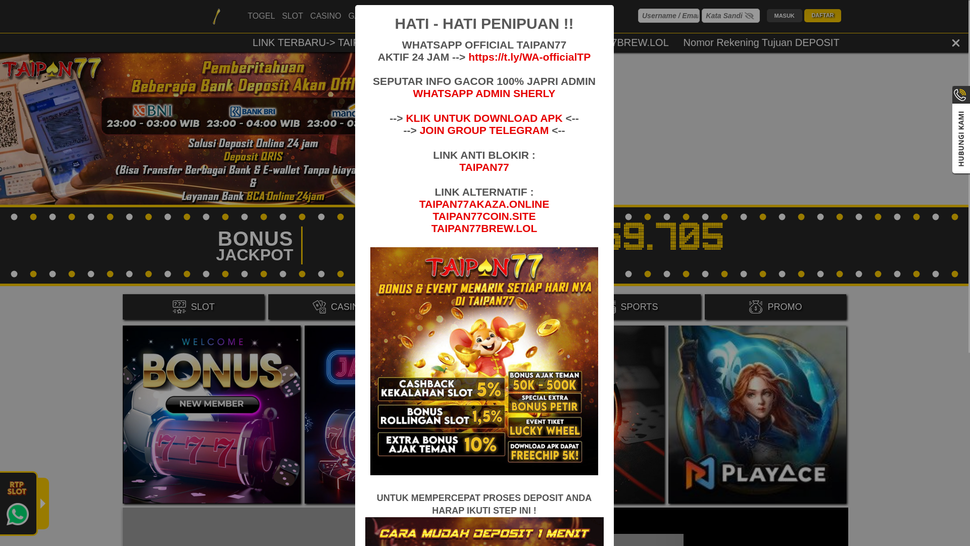 website screenshot of https://taipan77daun.com/