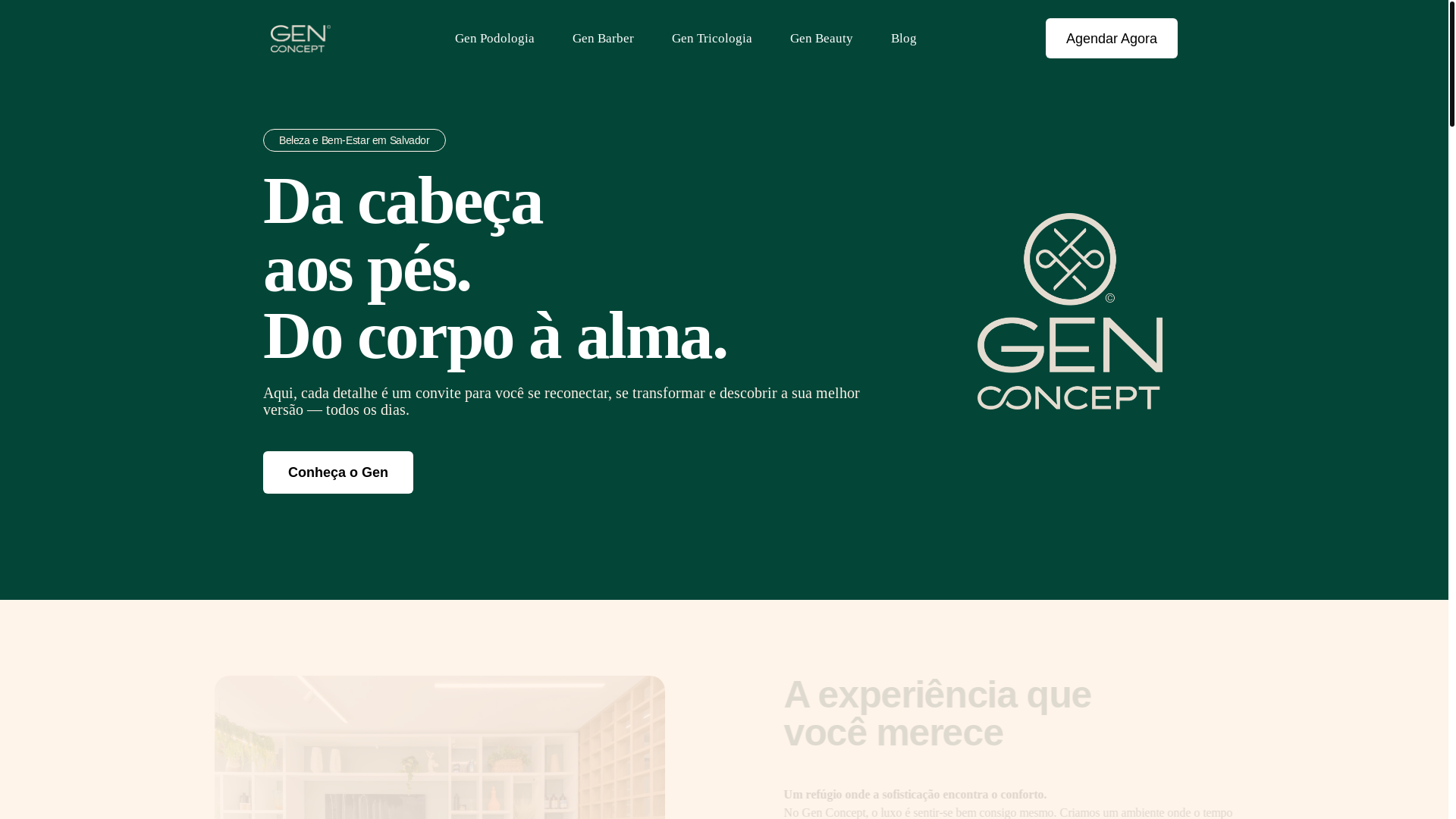 website screenshot of https://gencentrodebeleza.com.br/