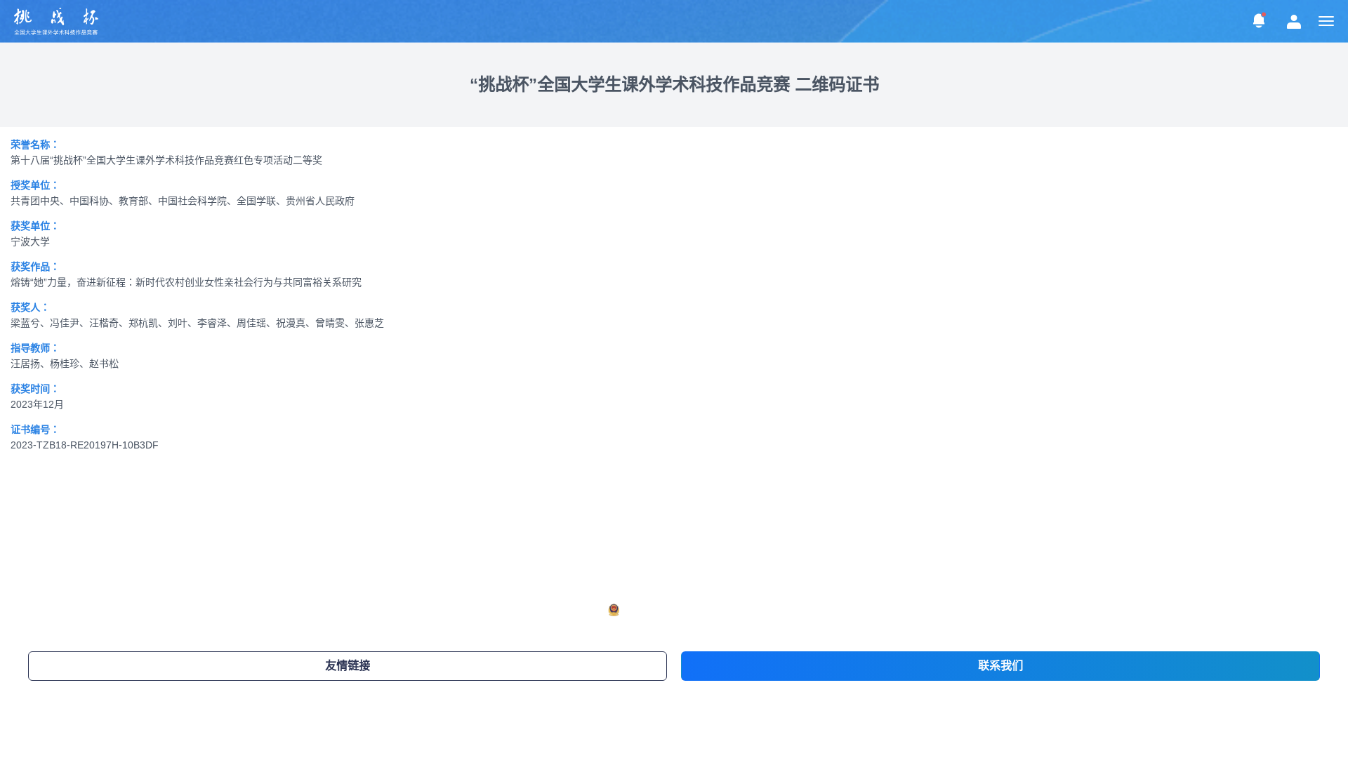 website screenshot of https://tiaozhanbei.top/