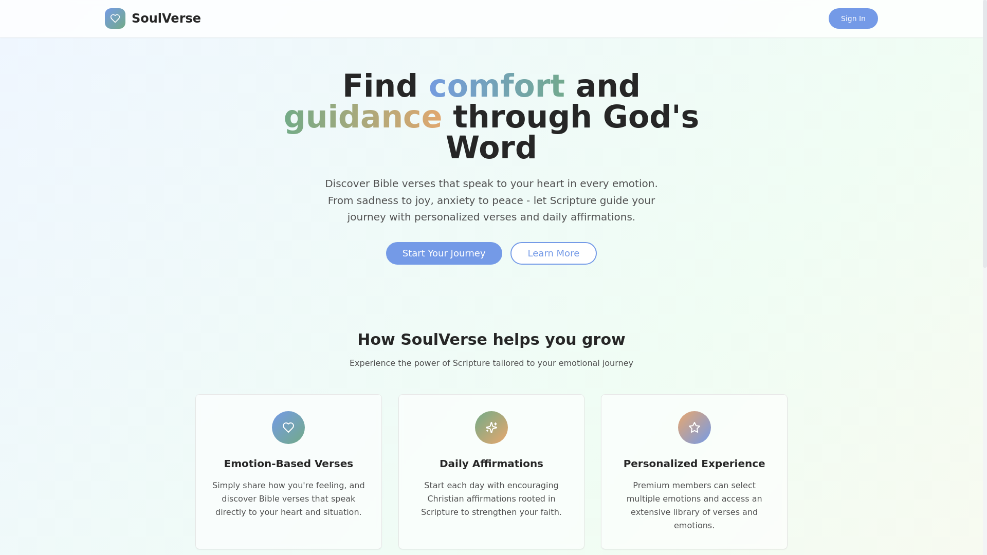 website screenshot of https://soulversebible.com/