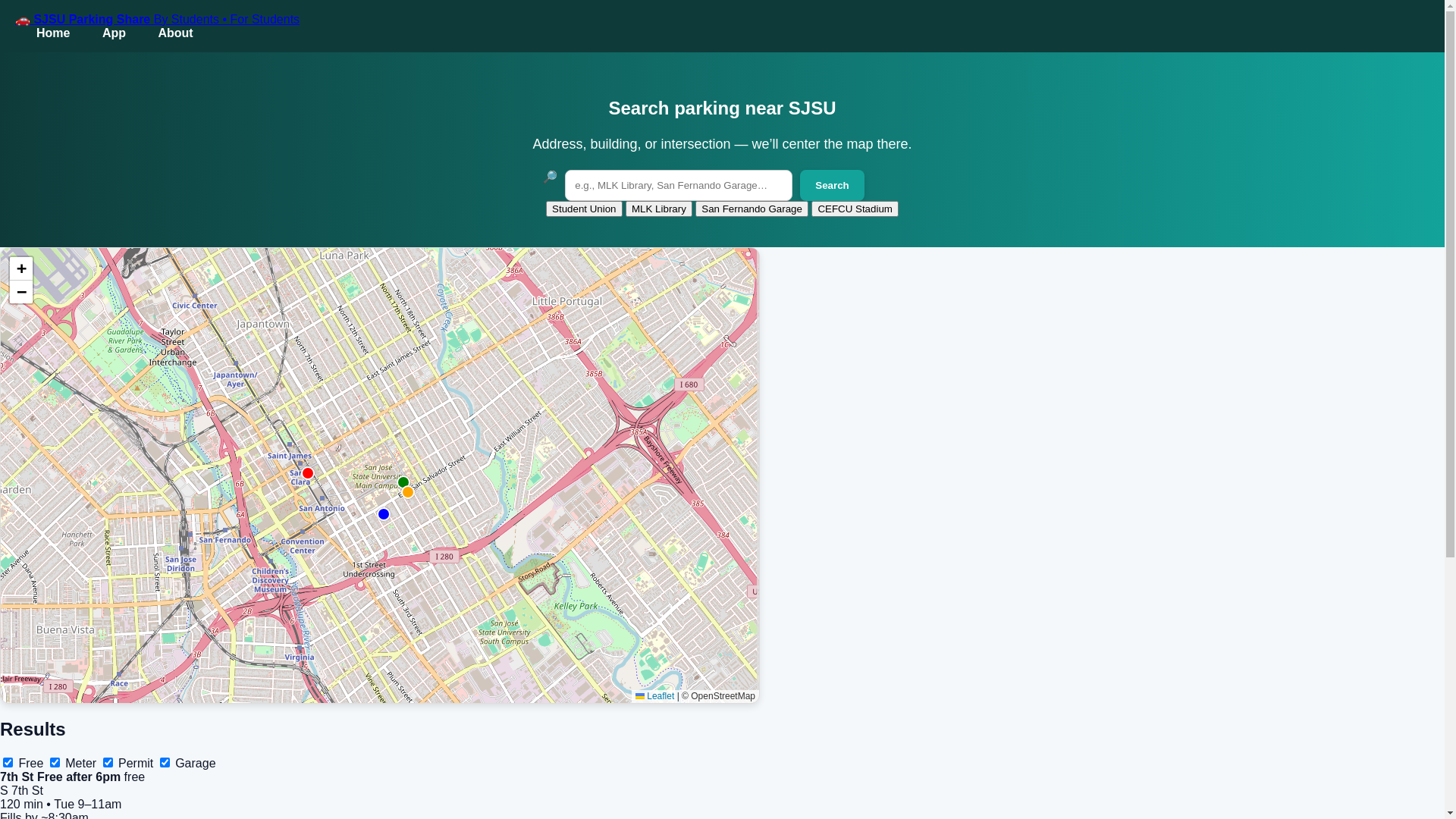website screenshot of https://sjsuparkingshare.com/