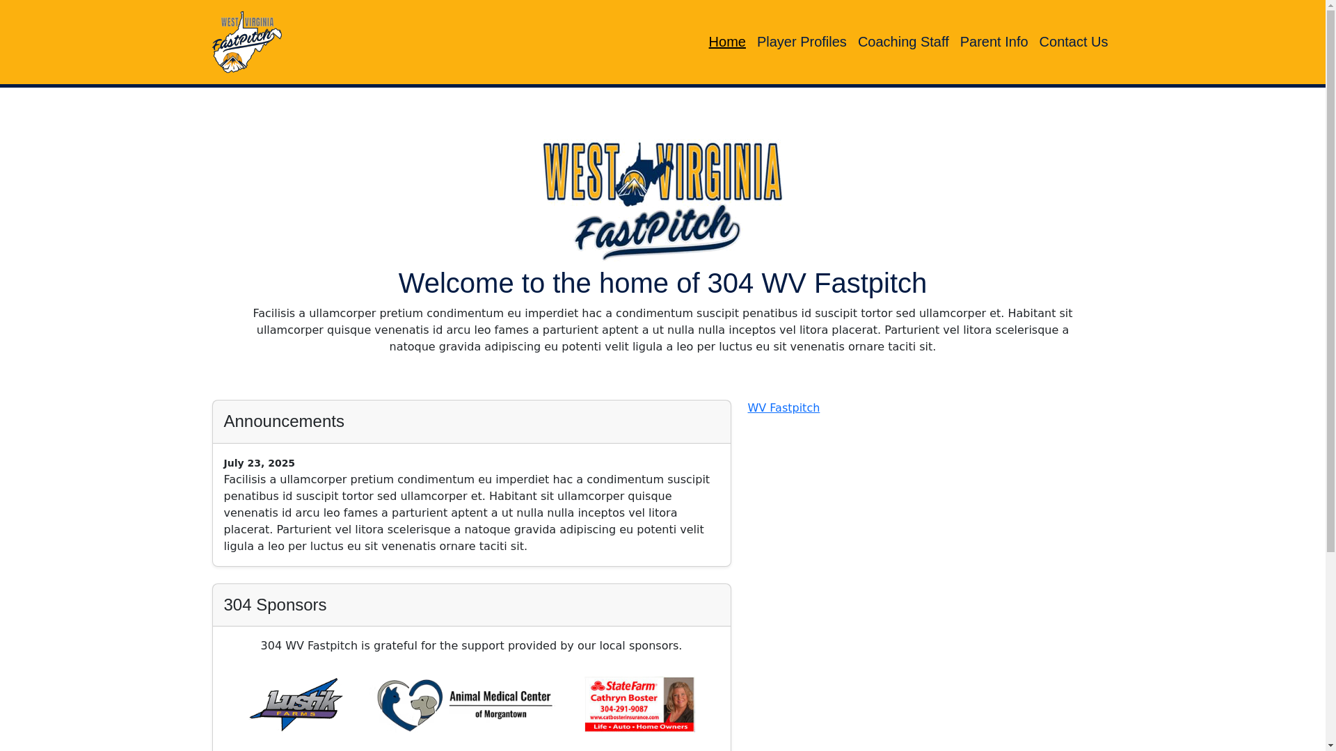 website screenshot of https://304wvfastpitch.org/