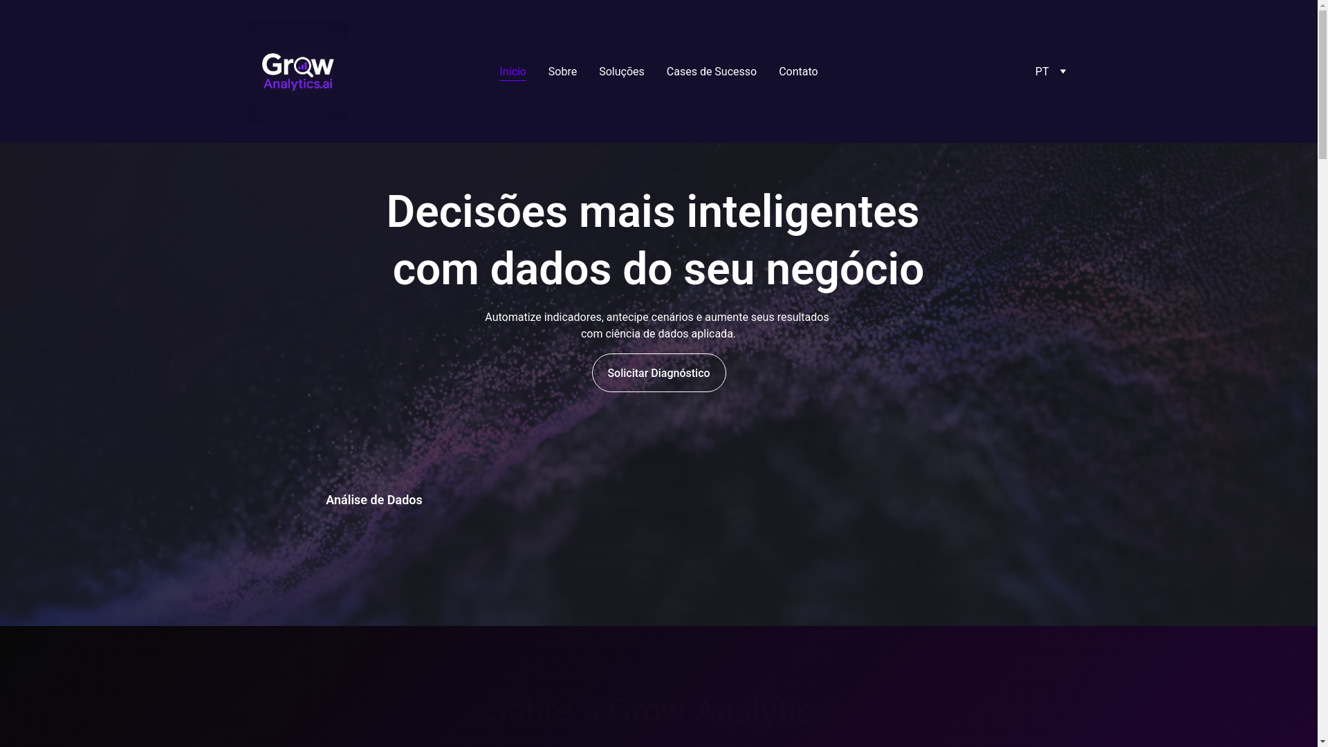 website screenshot of https://growanalyticsai.com.br/