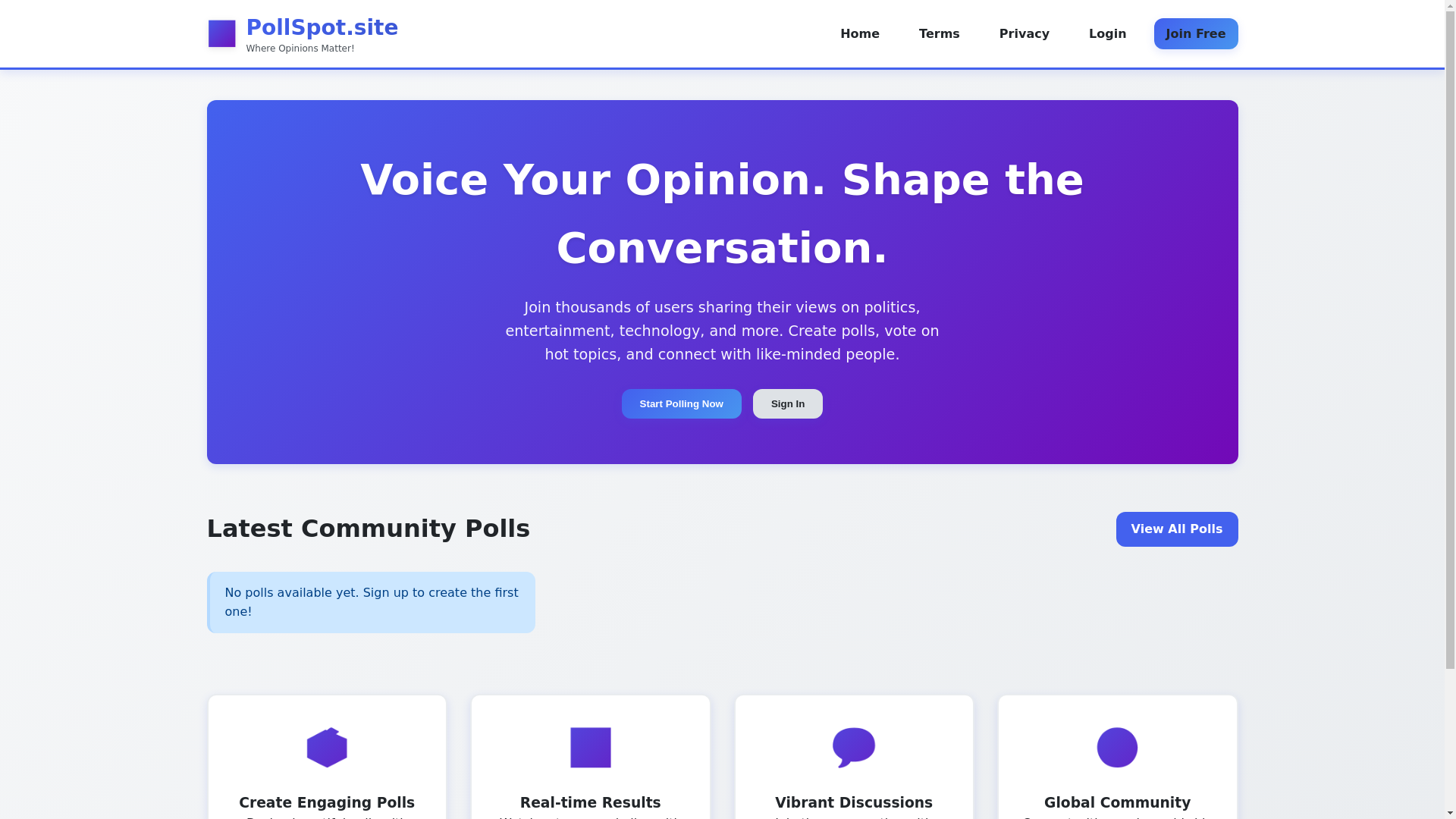 website screenshot of https://pollspot.site/