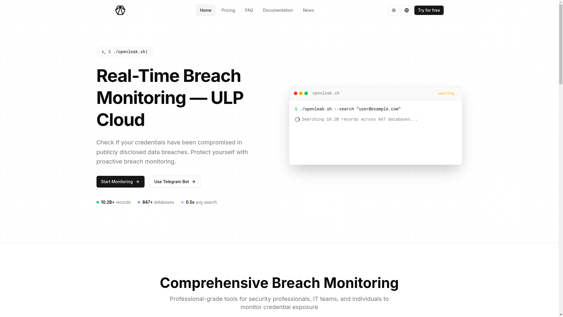 website screenshot of https://lolz.live/proxy.php?link=https%3A%2F%2Fopenleak.sh&hash=4e6da5f4210b0616bc4e7464d00ec579