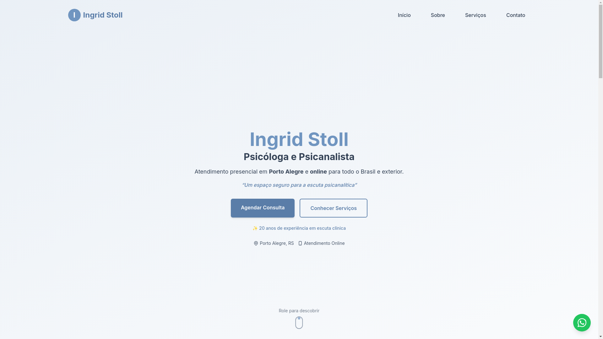website screenshot of https://ingridstollpsicologa.com.br/