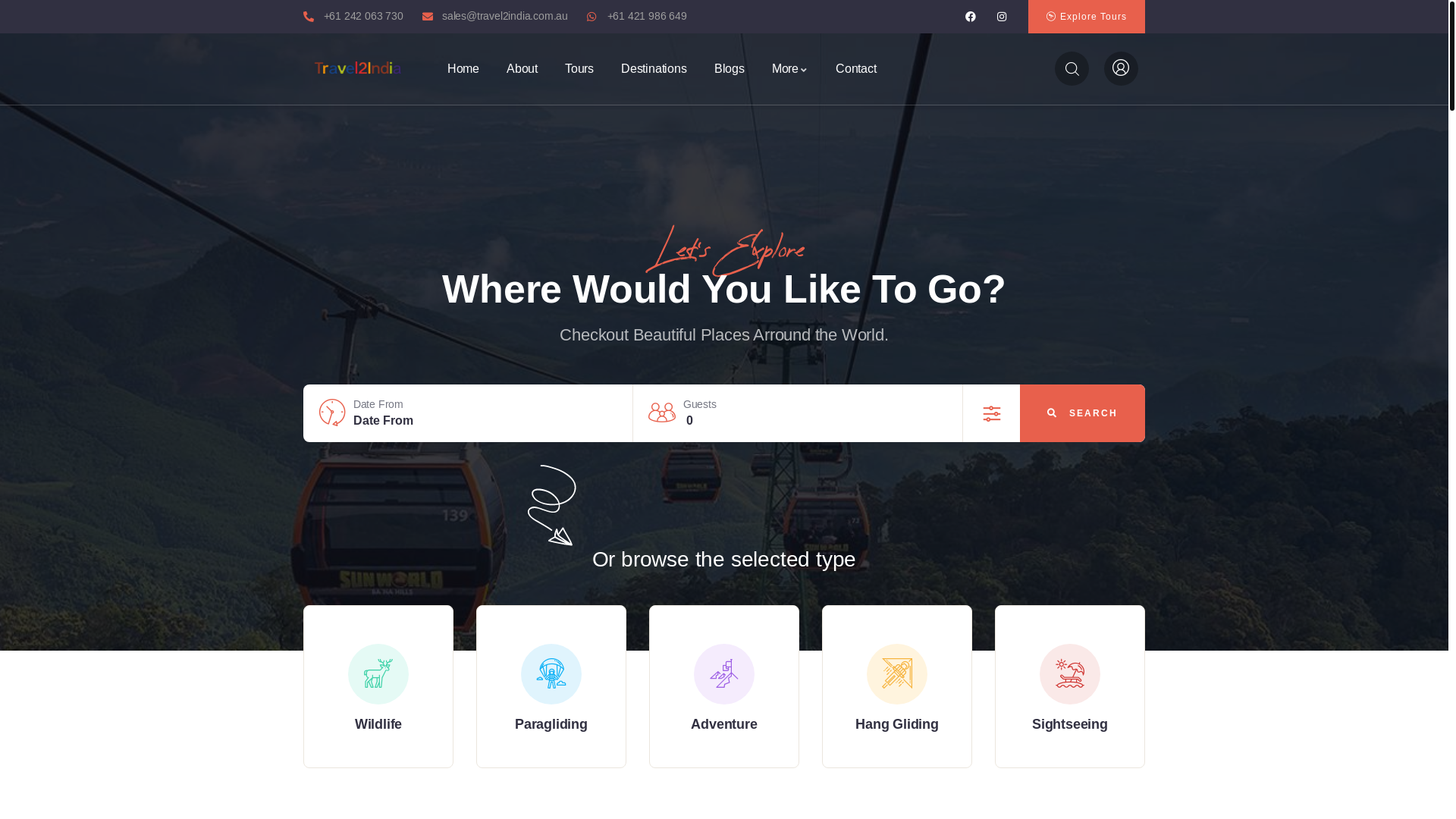website screenshot of https://xploretravels.com.au/